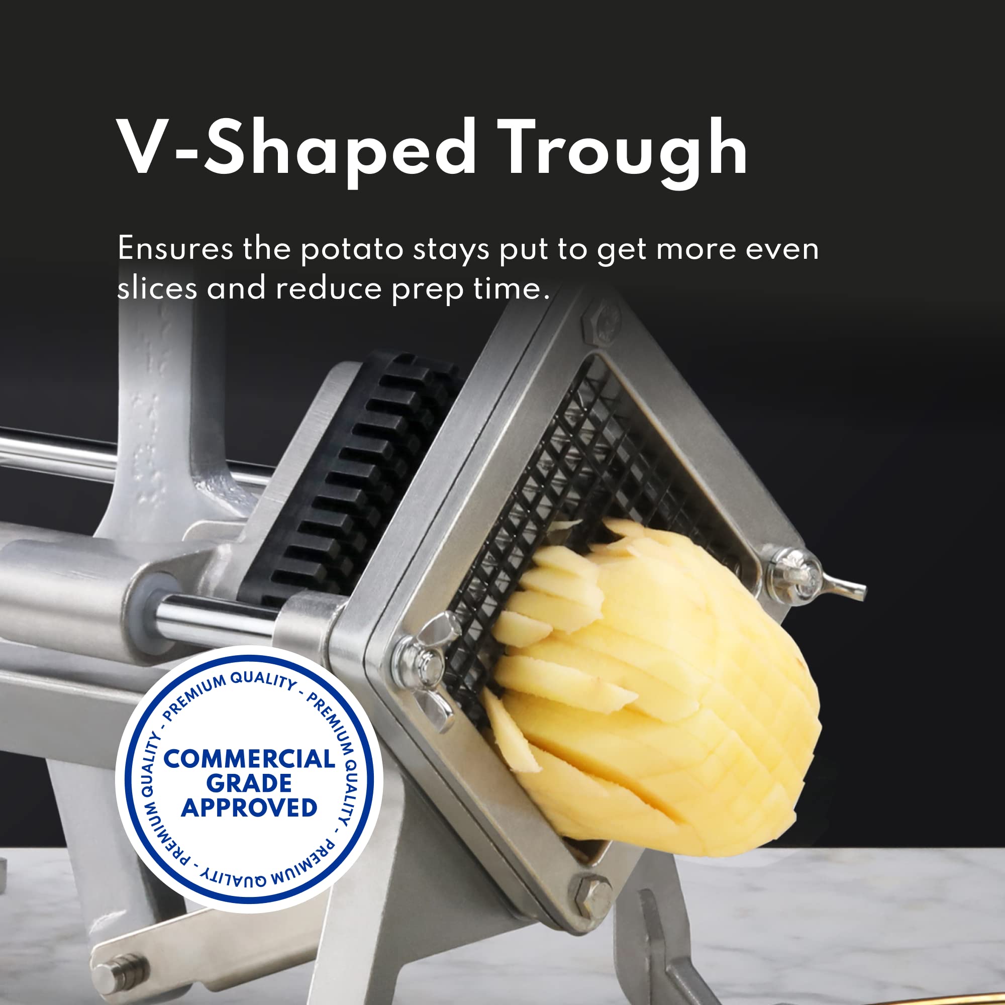 New Star Foodservice 7006872 Extra Heavy Duty French Fry Cutter 3/8'' with Wall Bracket  Fixed Counter or Wall Mount Silver