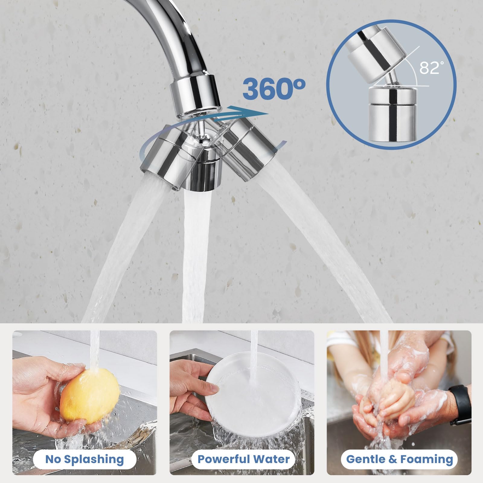 Airuida Chrome Polish Wall Mount Kitchen Sink Faucet Wall Mounted Kitchen Faucet 8 Inch Center Double Handles 360 Degree Swivel
