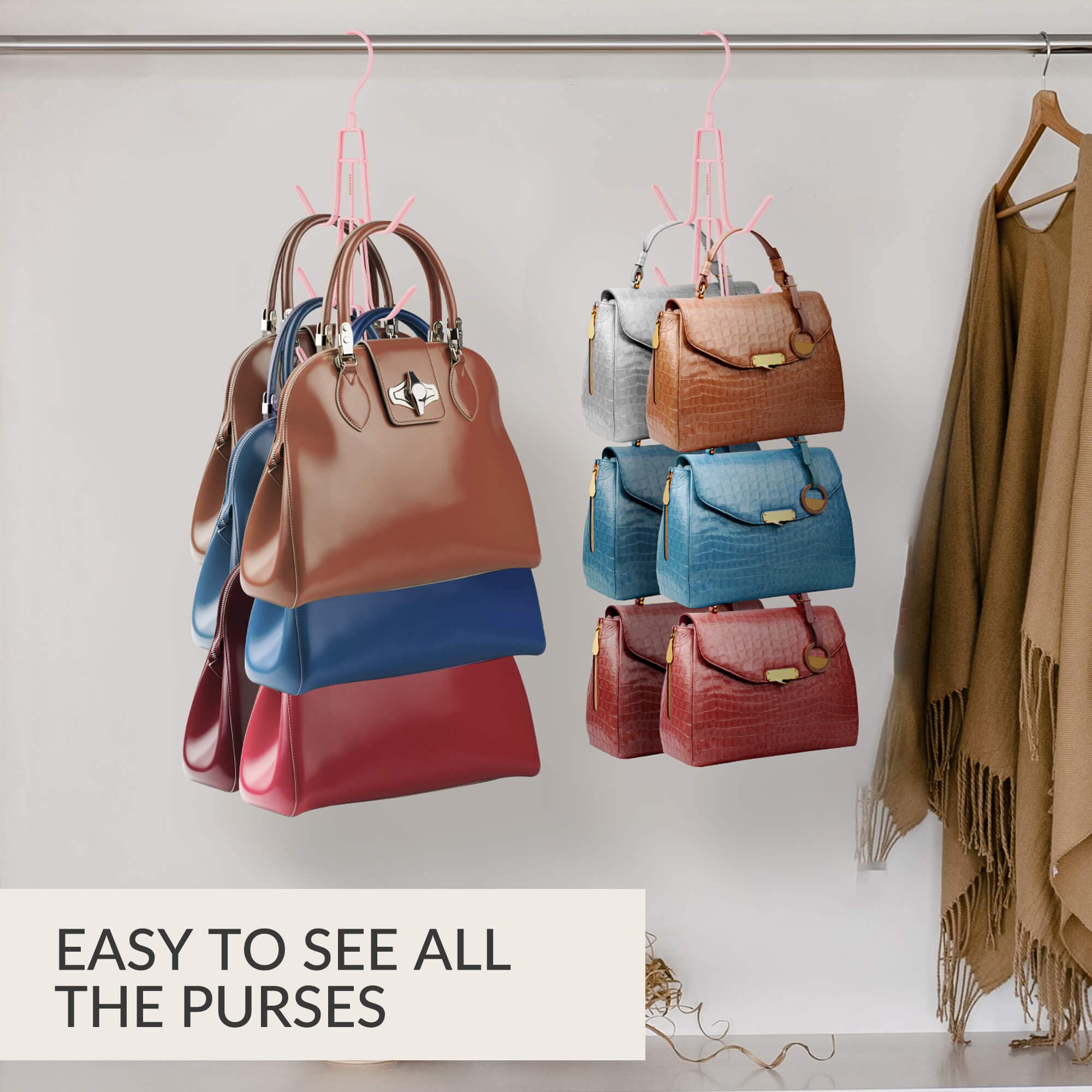Zedodier Purse Hanger Organizer For Closet, Hanging Bag Holder, Keeping Purses Visible And In Good Condition, Metal Handbag Stor