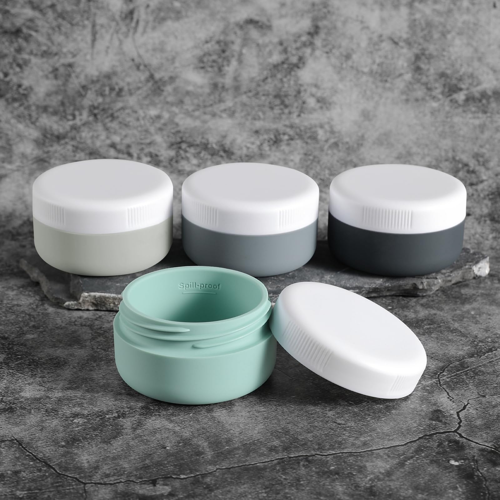 Kuangre Travel Containers For Toiletries, Silicone Cream Jars Bpa Free, Tsa Approved Travel Size Containers, Leak-Proof Travel E