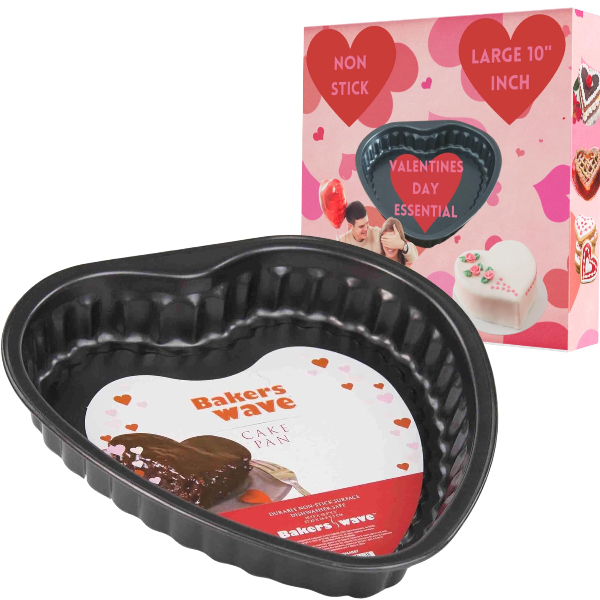 Joey'Z Non-Stick Heart Shaped Cake Pan Baking Pan - Large 10 Inch - Valentines Day Gifts - Heart Shaped Cake Pans/Heart Cake Pan