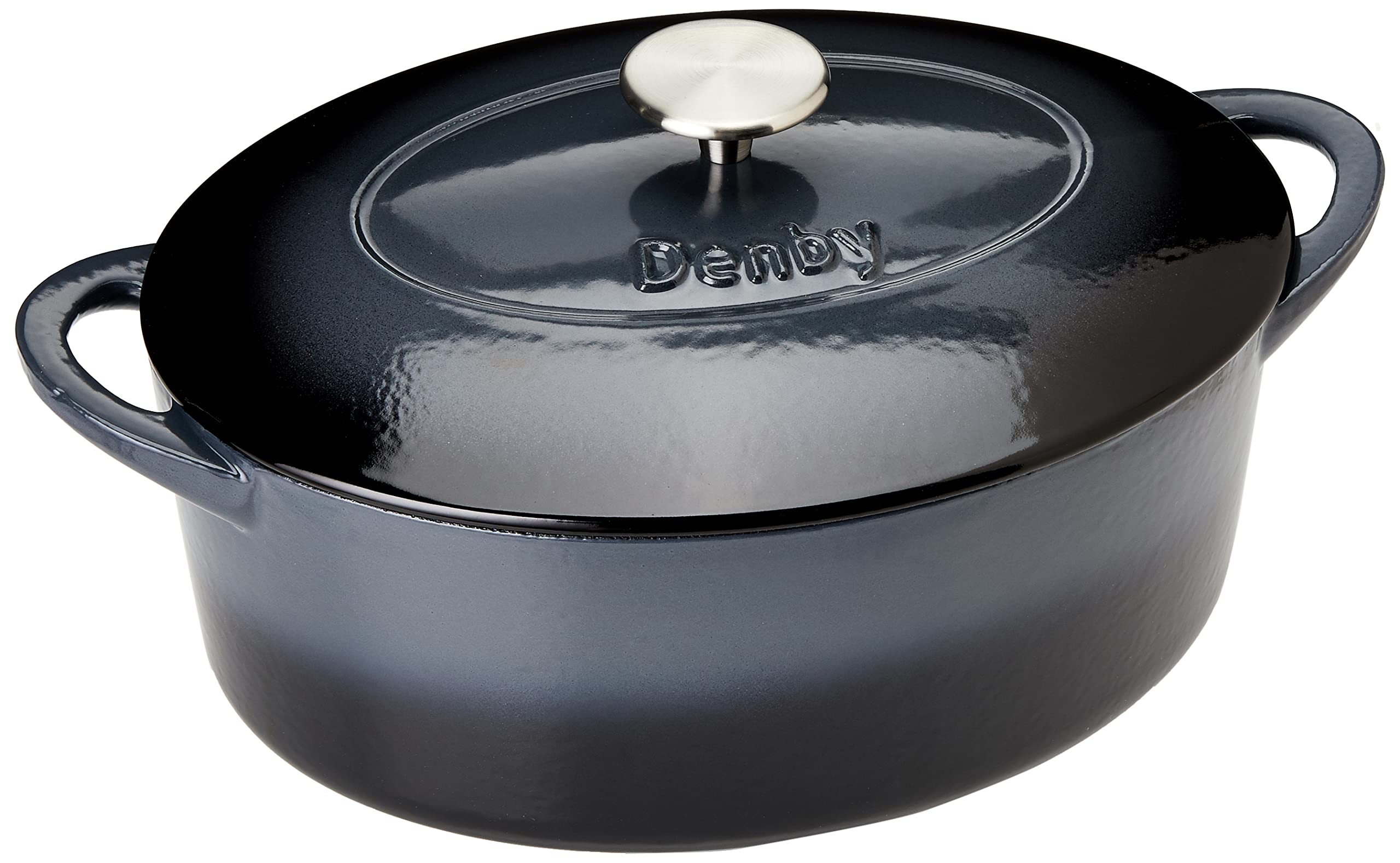 Denby Halo Cast Iron 4.2L Oval Casserole, Medium, Gray