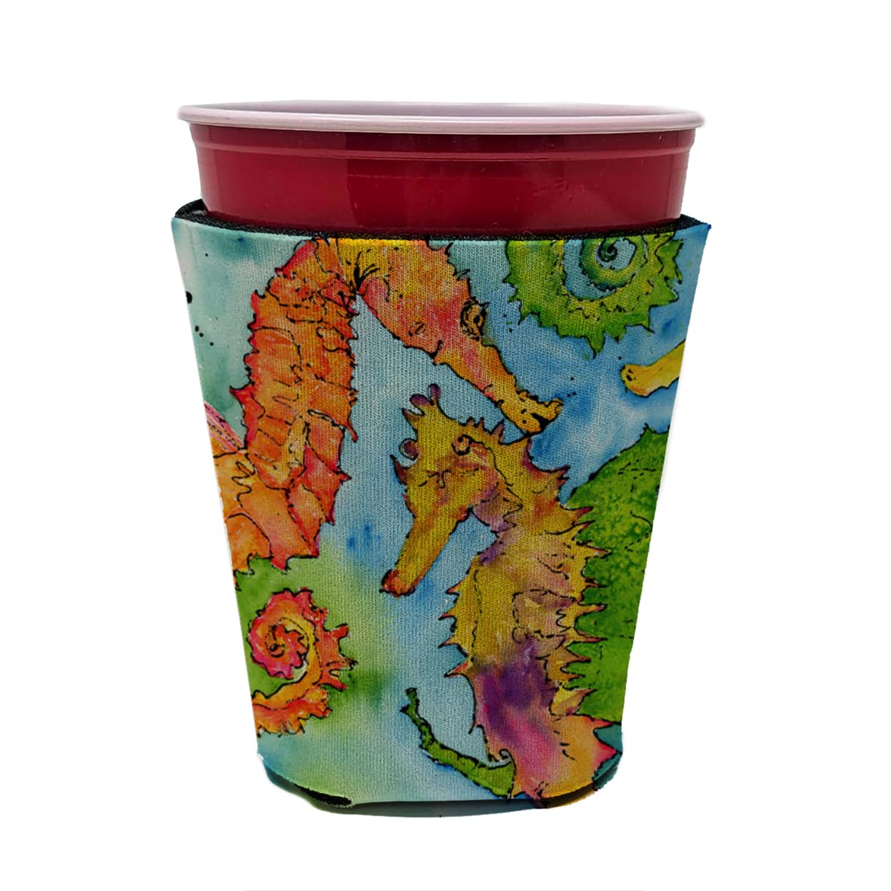 Seahorse  Red Solo Cup Beverage Insulator Hugger