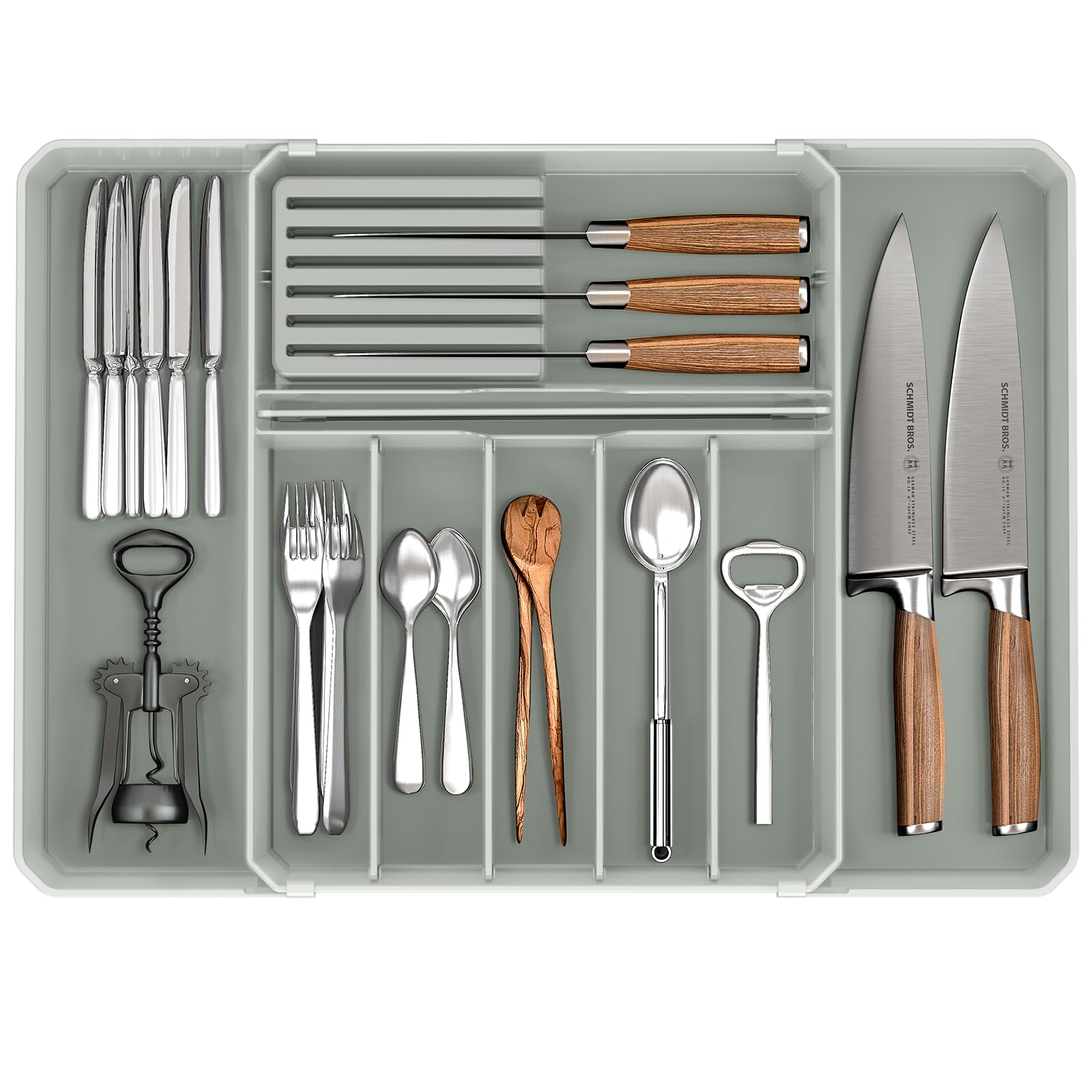 Fifame Silverware Drawer Organizer, Expandable Kitchen Utensil Organizer, Larger Capacity Flatware And Cutlery Tray, Multi-Purpo