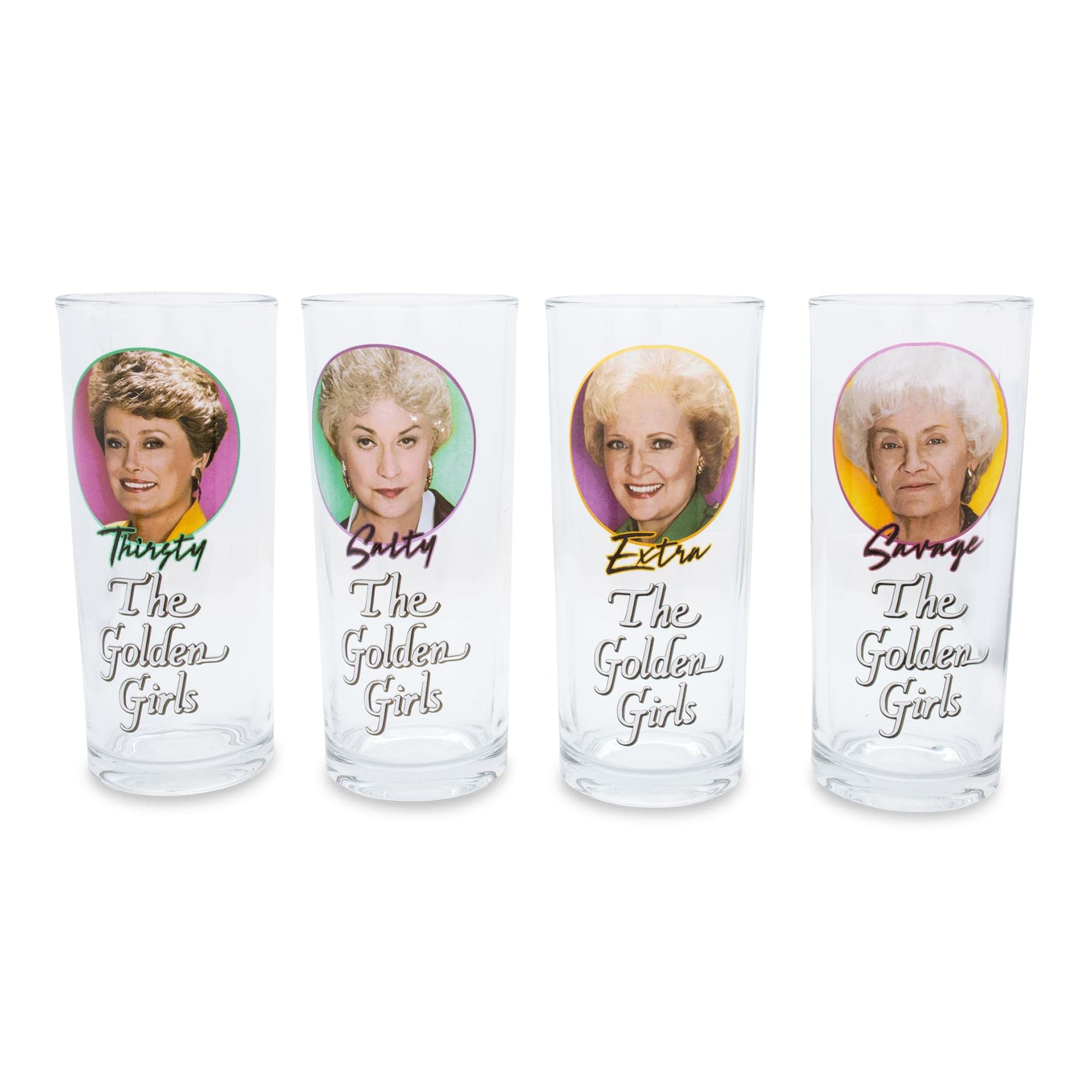 The Golden Girls Frames Logo 10-Ounce Tumbler Glasses  Set Of 4