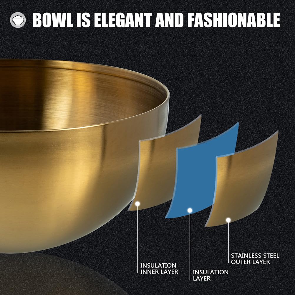Callaron Stainless Steel Salad Bowls 1.5L Decorative Gold Bowl Large Metal Mixing Bowls Nesting Bowls Snacks Bowls For Kitchen M