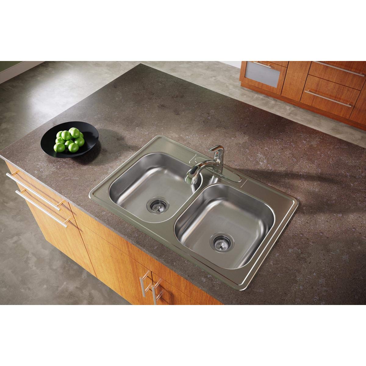 Elkay Dayton Stainless Steel 33'' X 22'' X 6-9/16'', Equal Double Bowl Drop-In Sink