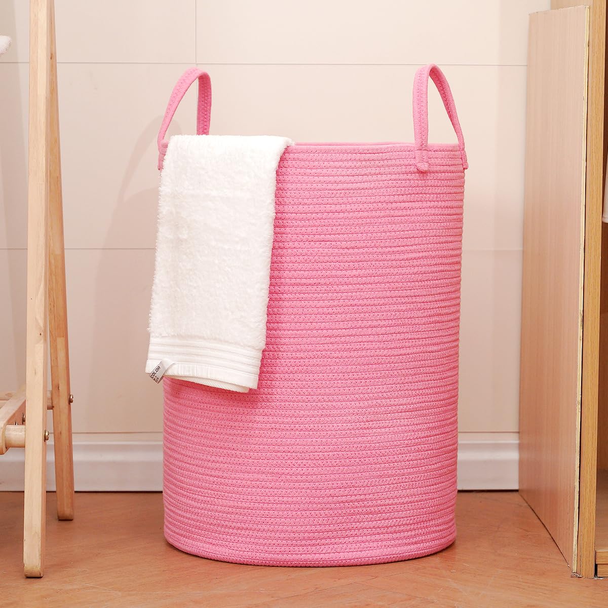 Homlikelan 85L Oversize Woven Laundry Basket With Handles,Collapsible Cotton Rope Laundry Hamper,Wicker Clothes Hamper Laundry B