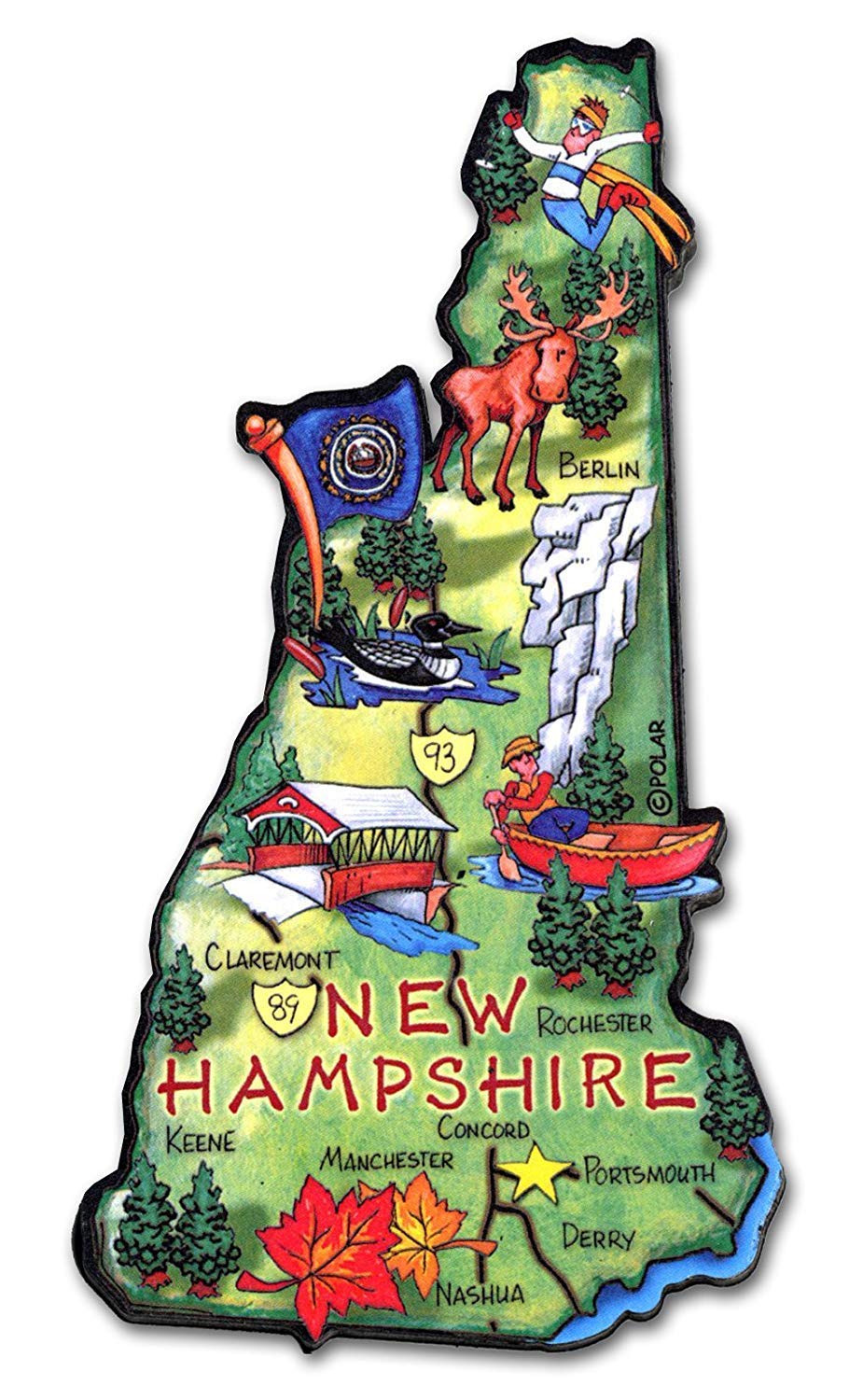 New Hampshire State Decowood Jumbo Wood Fridge Magnet 5