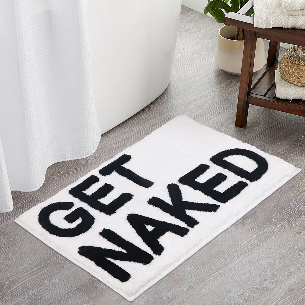 Boveu Get Naked Bath Mat, Non Slip Absorbent Bath Rugs Funny Bathroom D  Cor, White Bathroom Rugs For Tub And Shower, Machine Wa