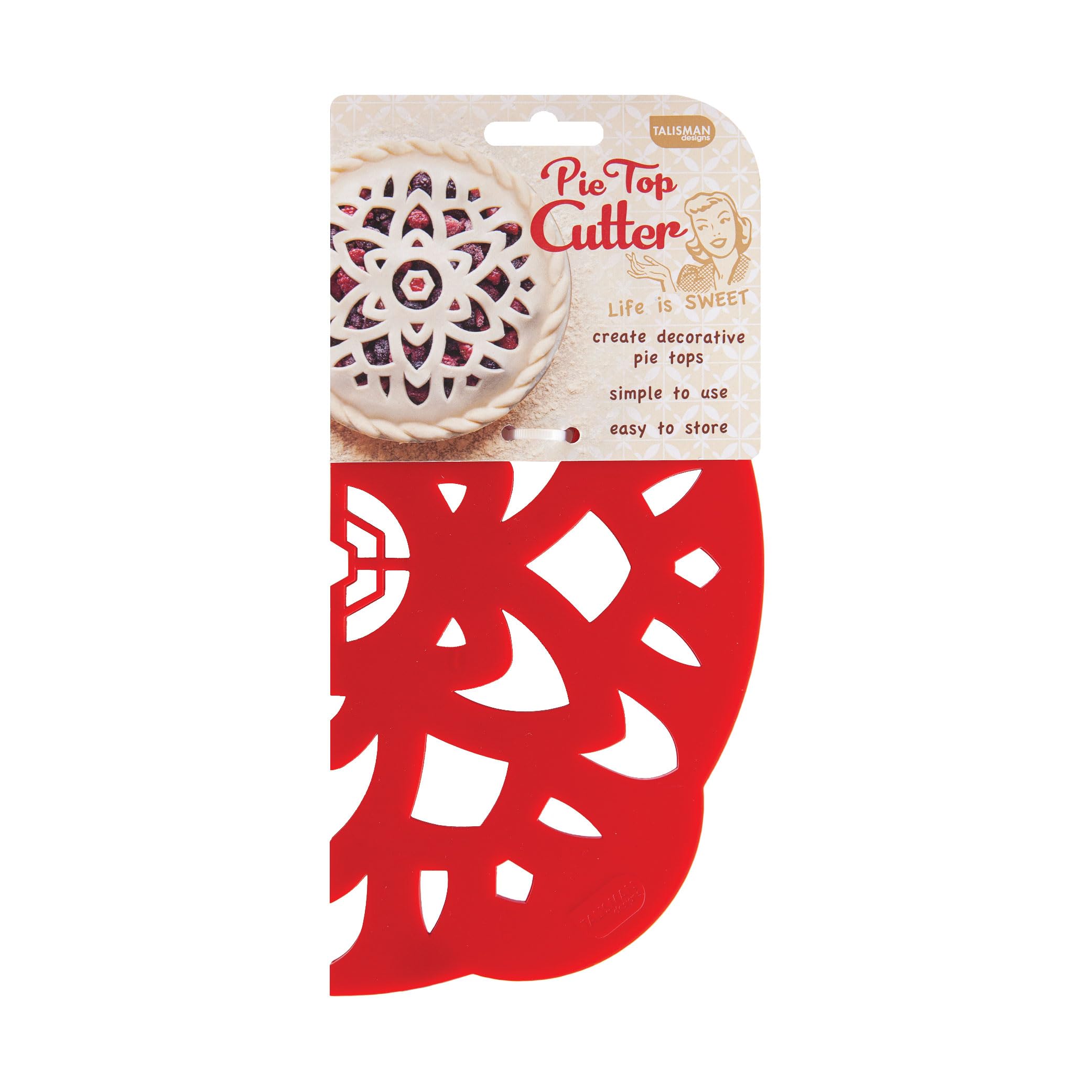 Talisman Designs Pie Top Cutter  10-Inch  Red  Pie Crust Cutter  Pie Decorating Tools  Pie Pastry Baking Accessories  Stencil Crust Cutout