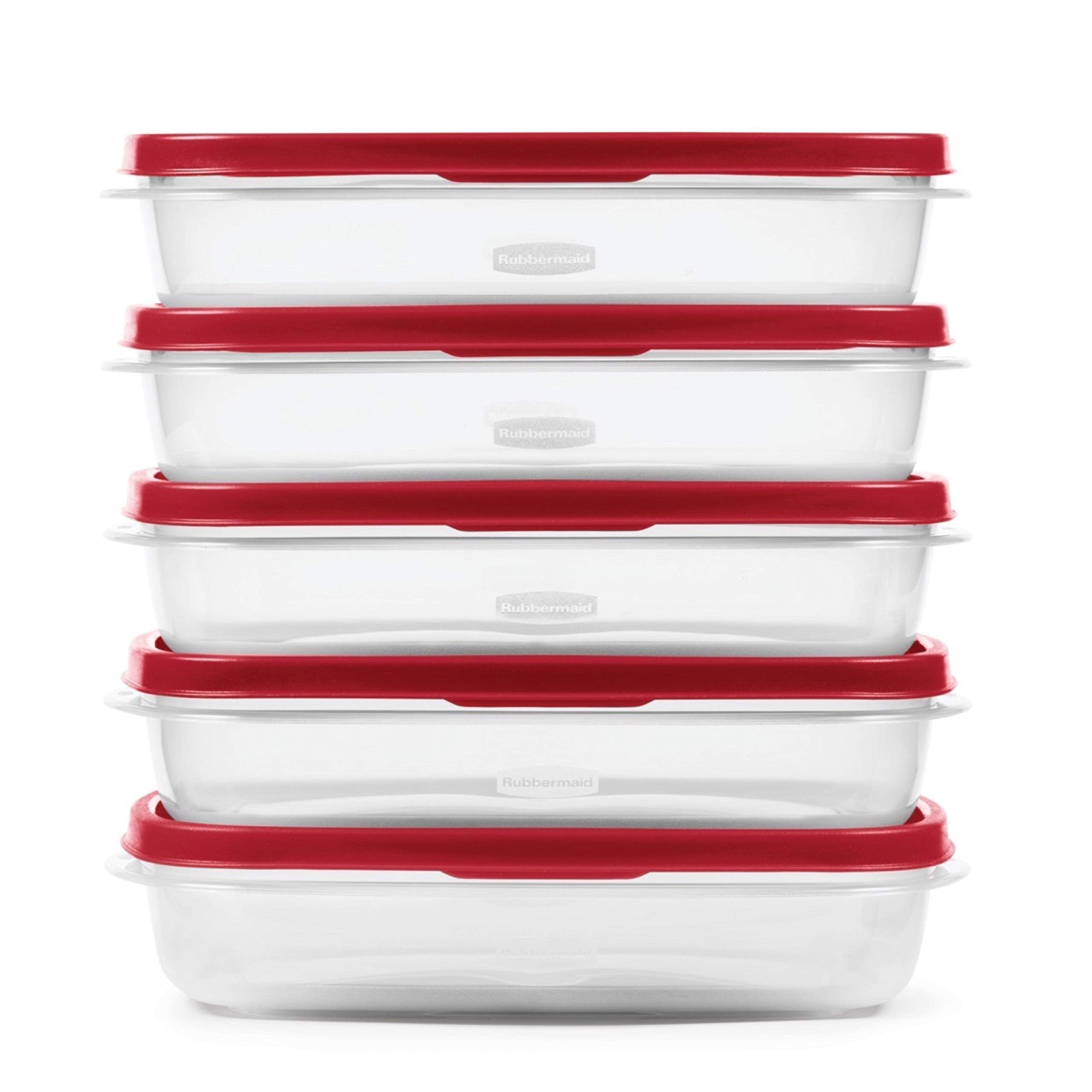 Rubbermaid Easyfindlids Meal Prep Containers, 5.5 Cup, Red
