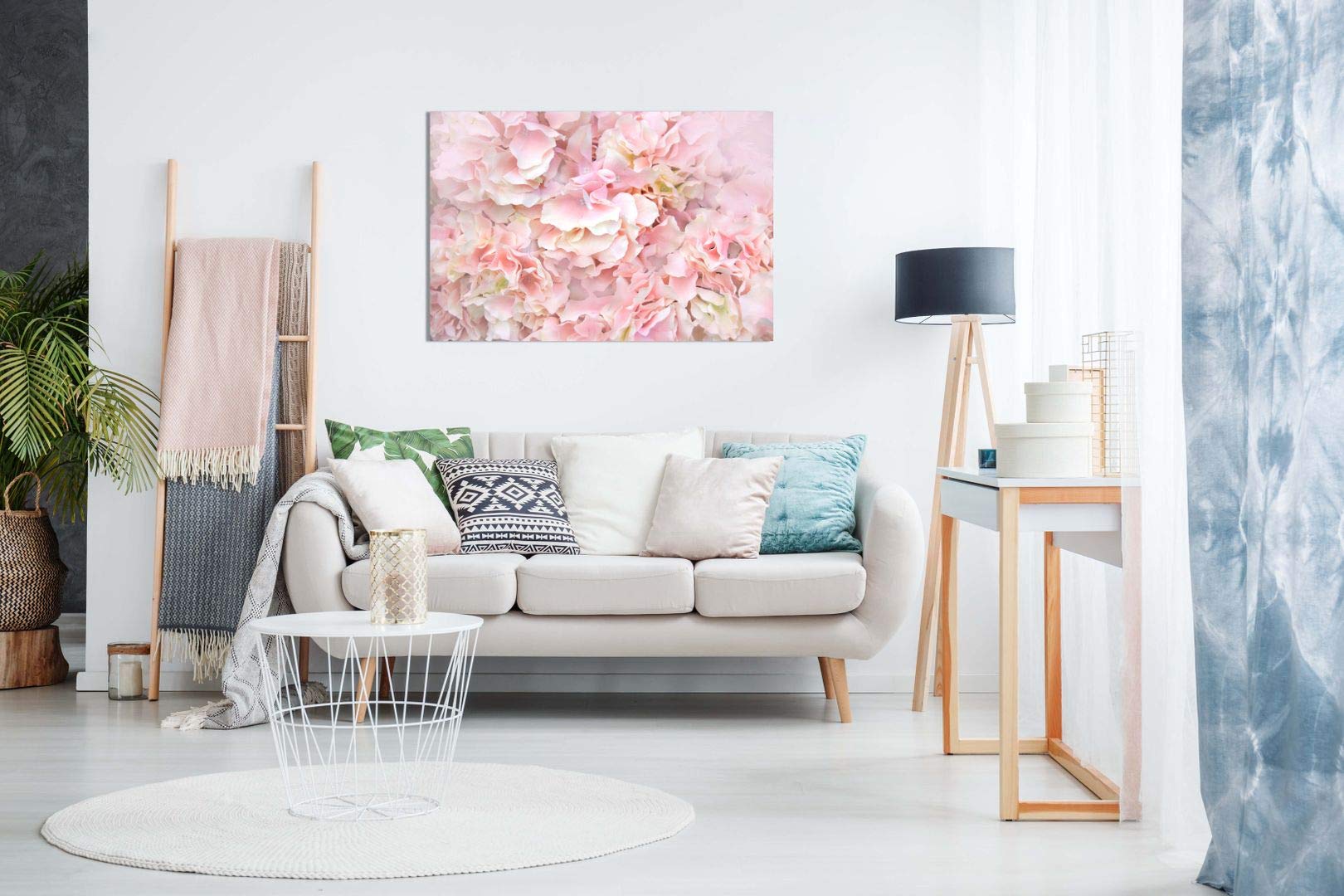 Pastel Pink Flowers Floral Canvas Wall Art Picture Print (24X16)