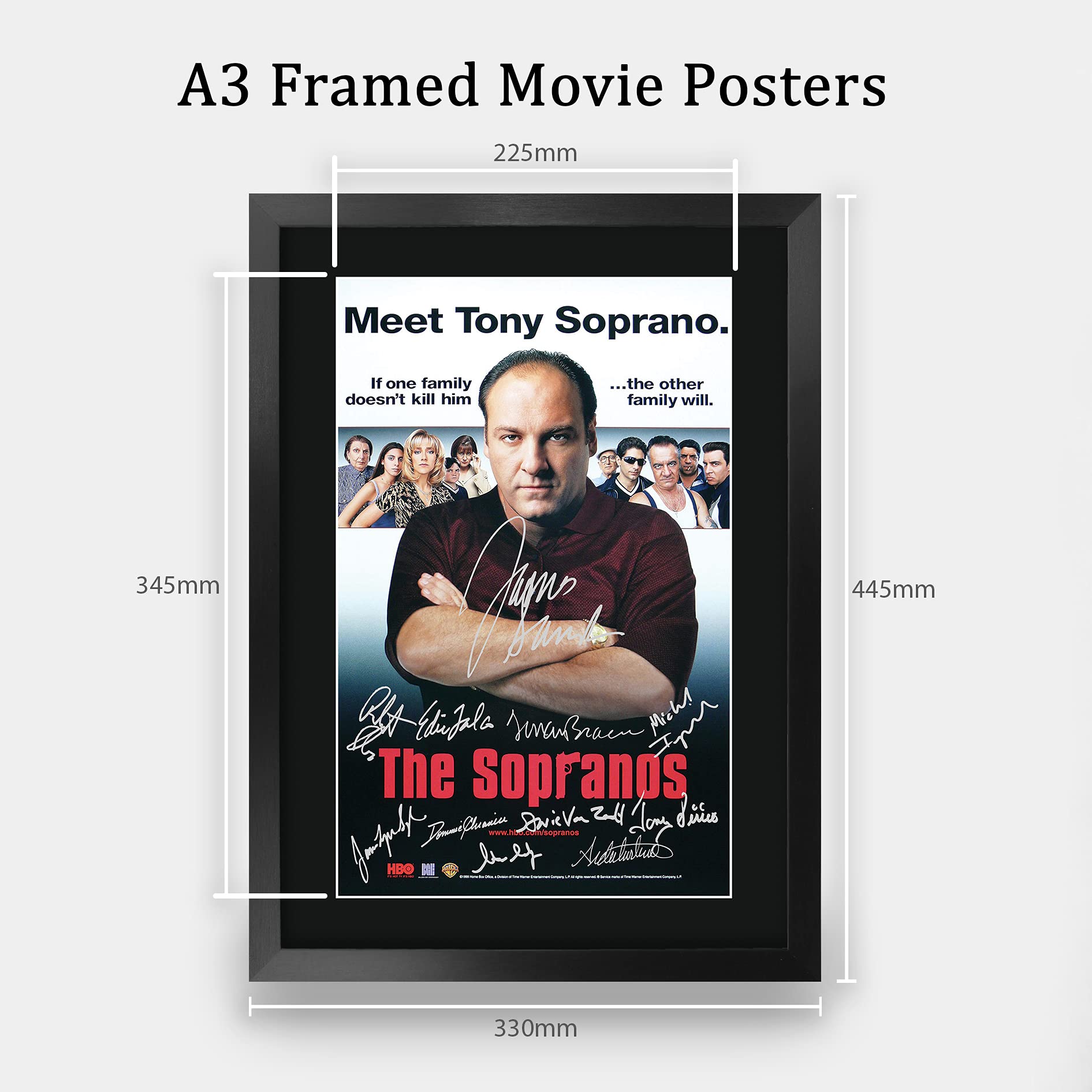 Hwc Trading The Sopranos Tv Series Poster The Cast Signed 16 X 12 Inch Framed Gift Printed Autograph Film Print Photo Picture Di