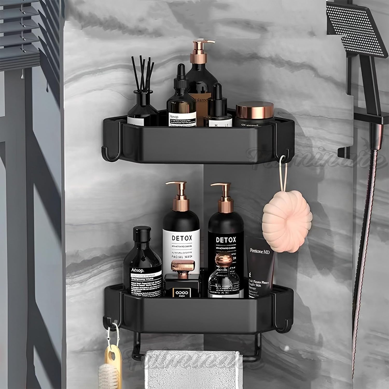 Swabs SelfAdhesive Aluminium Bathroom Corner Shelf Rack Bathroom Corner Organizer | Stand Bathroom Organisers Storage Racks Bat