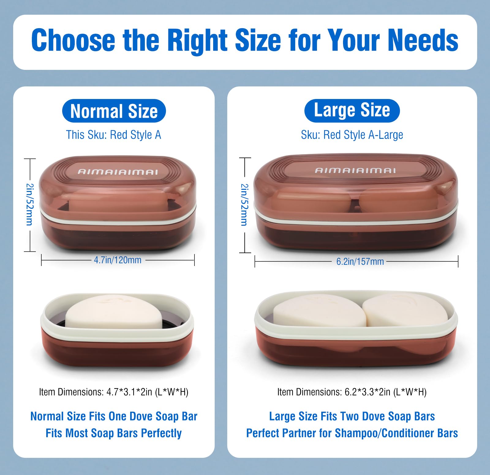 Aimaiaimai Travel Soap Container, Translucent Visible Soap Box, Travel Soap Holder With Removable Draining Layer, Portable Soap