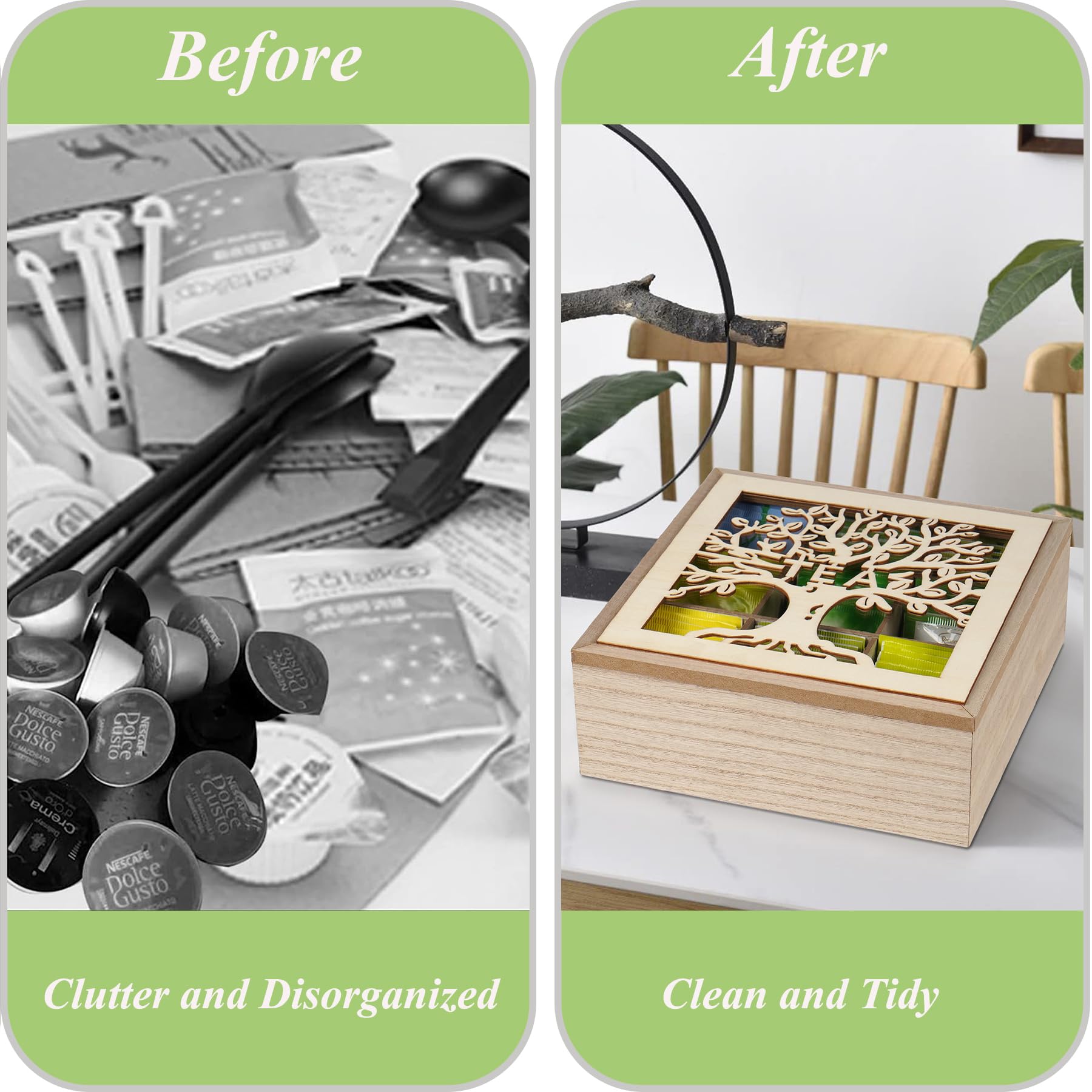 Handrong Tea Box Organizer Tea Organizer For Tea Bags Tea Bag Holder Wood Tea Holder For Tea Bags Organizer Tea Storage Organize