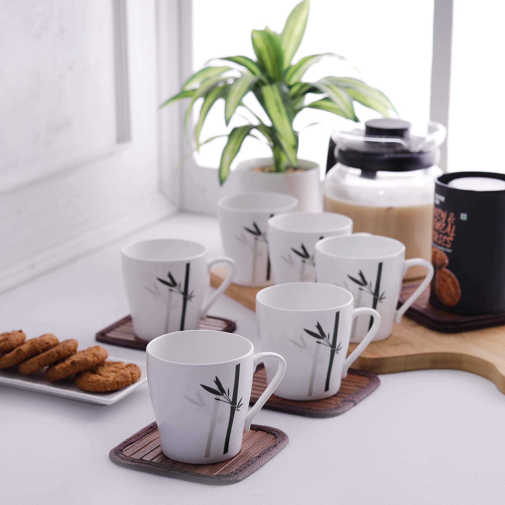 Clay Craft Master Fine Ceramic Floral Printed Coffee/Tea Mug Set Of 6 - 180 Ml Each