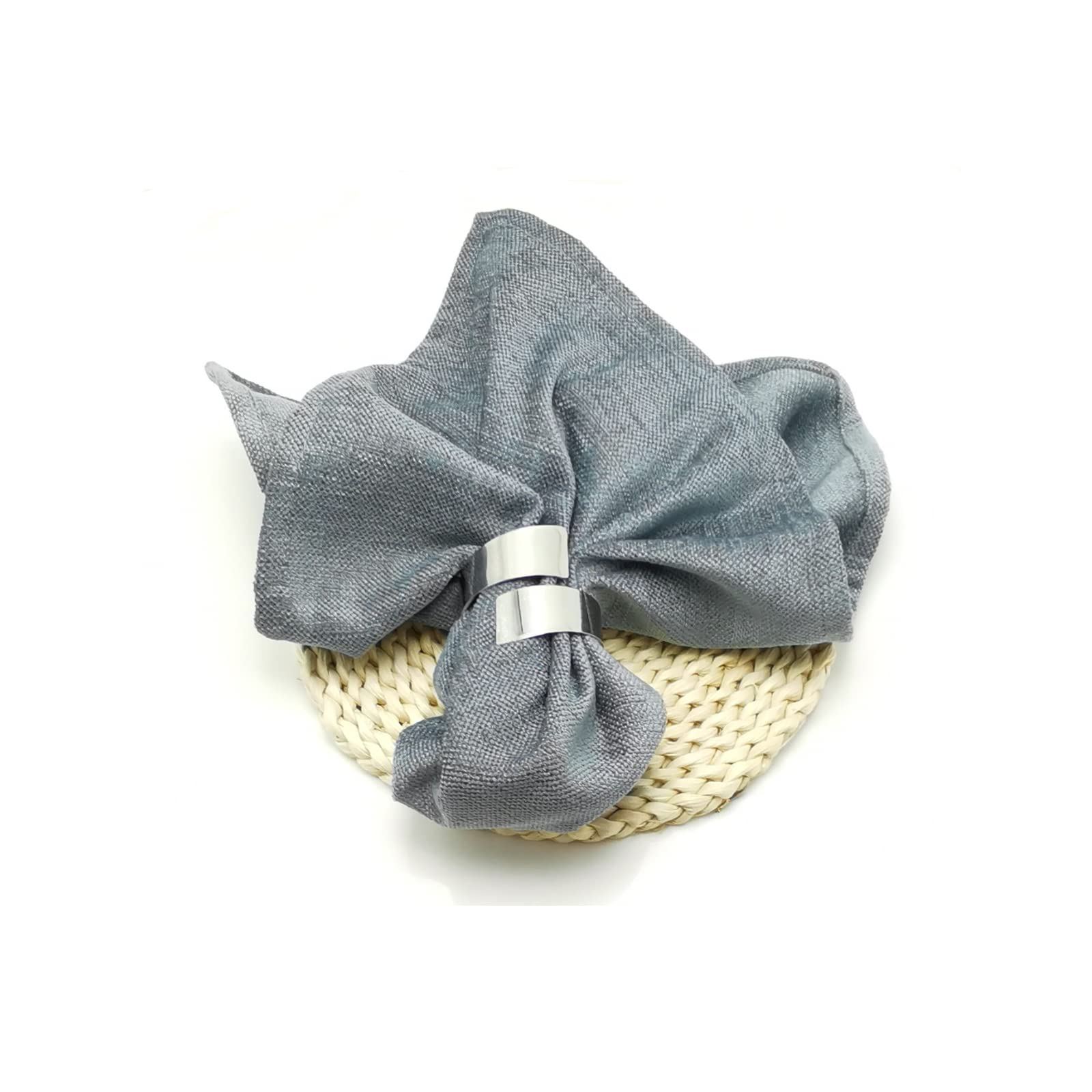 Silver Napkin Rings Set Of 6 Metal Napkin Ring Holder For Thanksgiving, Christmas Dinner Table Setting, Wedding, Holiday Parties