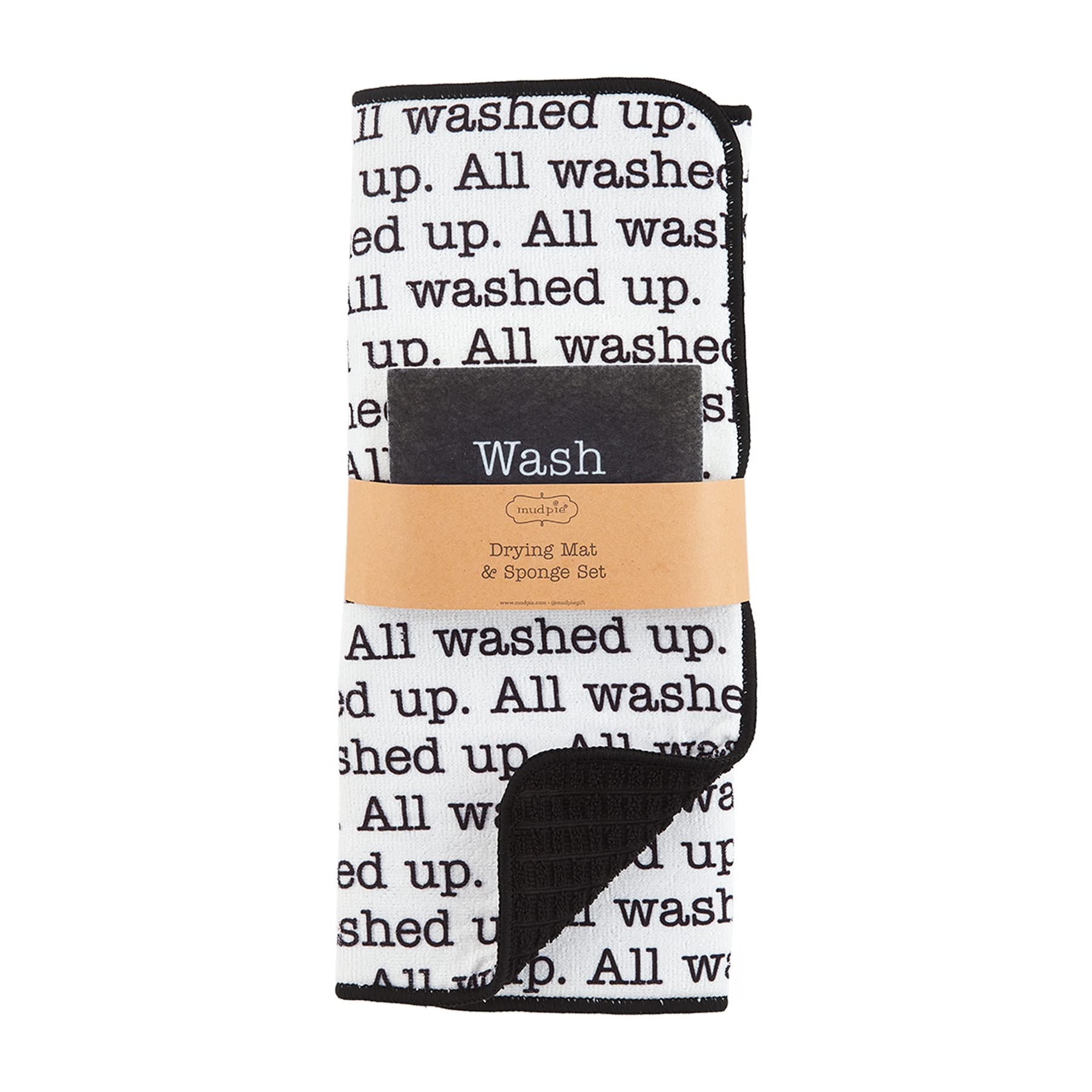 Mud Pie 41540009A Drying Set, Sponge 5'' X 3'' | Mat 20'' X 15'', Washed Up