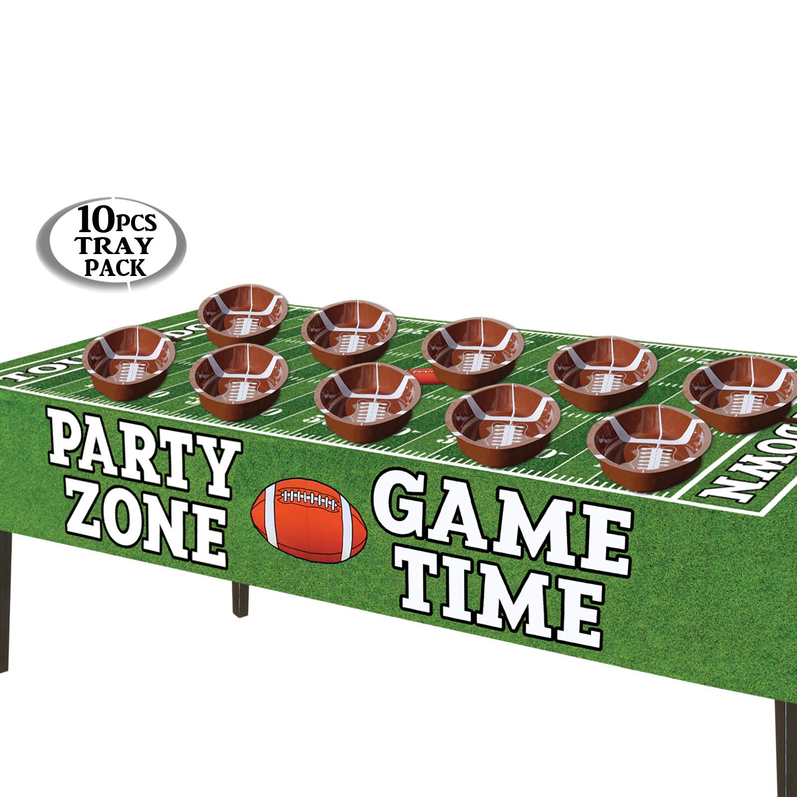 Anapoliz Football Serving Trays | 10 Pcs Plastic Football Snack Trays | Game Day Football Serveware | Tailgate Party Serving Pla