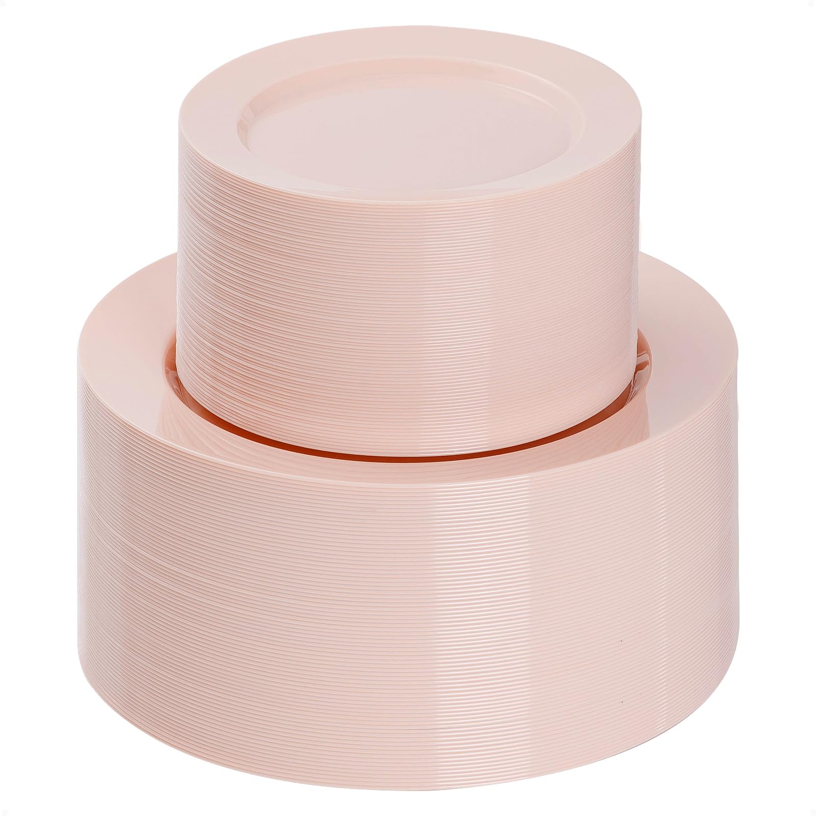 Goodluck 200Pcs Disposable Pink Plastic Plates, Heavy Duty Disposable Plates With 100 10.25 Inch Plastic Dinner Plates And 100 7