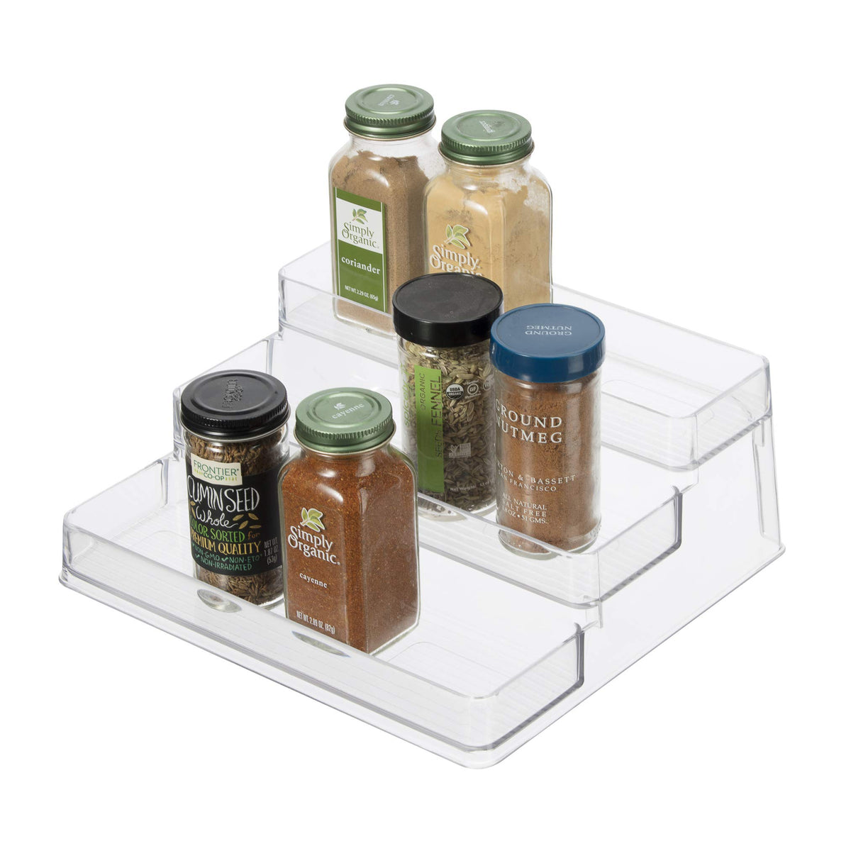 Oggi 3 Tier Spice Organizer & Pantry Storage- For Shelf, Kitchen Cabinet, Spice Rack, Pantry Organization And Storage, Clear She