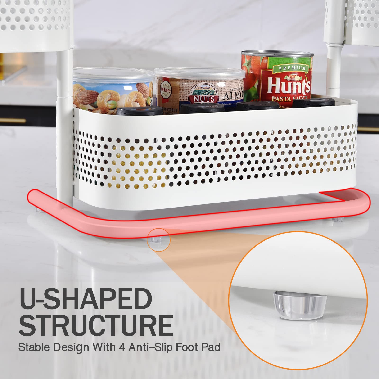 Kingrack Bathroom Counter Organizer, 3 Tier Rotating Vanity Tray Organizer For Bathroom Countertop, Kitchen Spice Rack,White