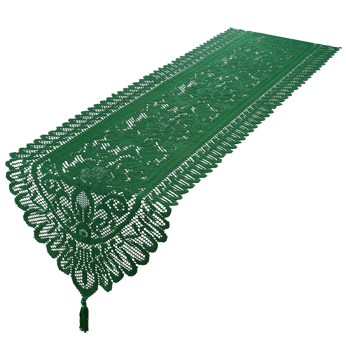 Mookaitedecor Lace Table Runner For Wedding Party Coffee Table Decor Green, 13 X 54 Inch