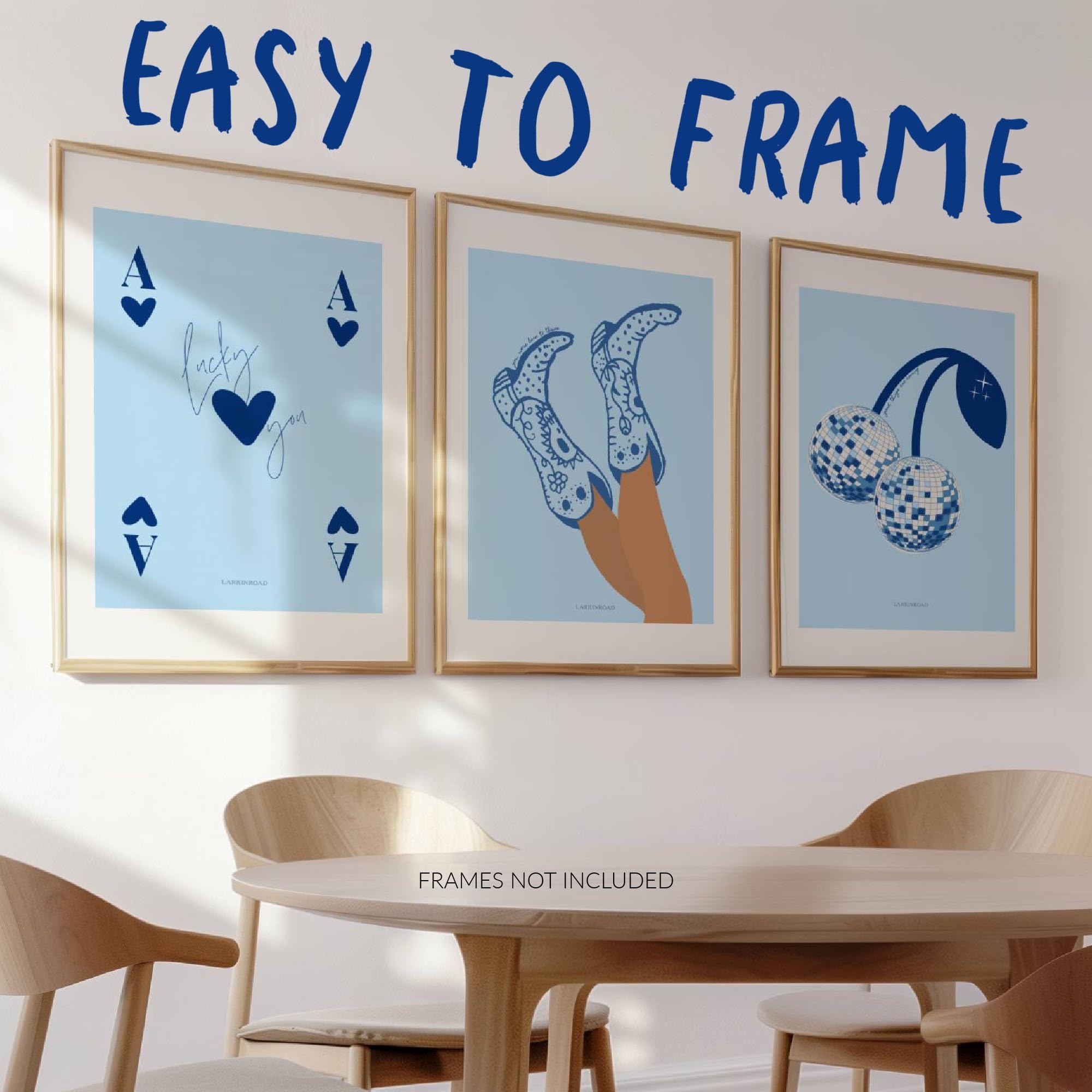 Larkinroad Positive Affirmation 3 Pack Poster - Preppy Coastal Cowgirl Apartment Decor (12In X 16In Unframed) Lucky You Poster -