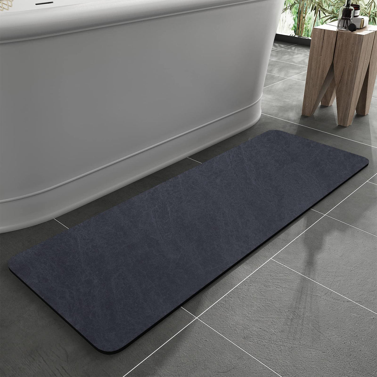 Montvoo-Bath Mat Rug-Natural Rubber Non Slip Quick Dry Super Absorbent Thin Bathroom Rugs Fit Under Door-Washable Bathroom Floor