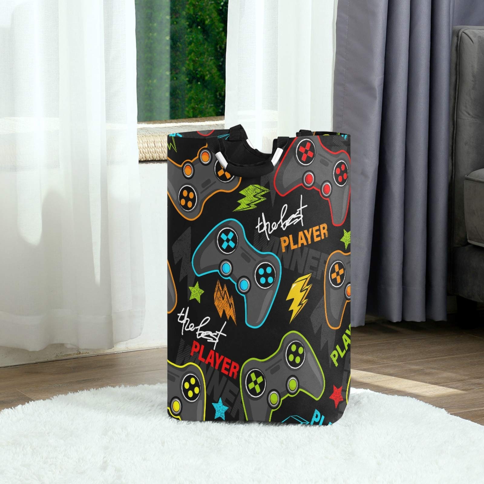 Qilmy Gamepad Laundry Hamper Large Waterproof With Handle Laundry Baskets Foldable Lightweight Durable Store Basket For Bathroom