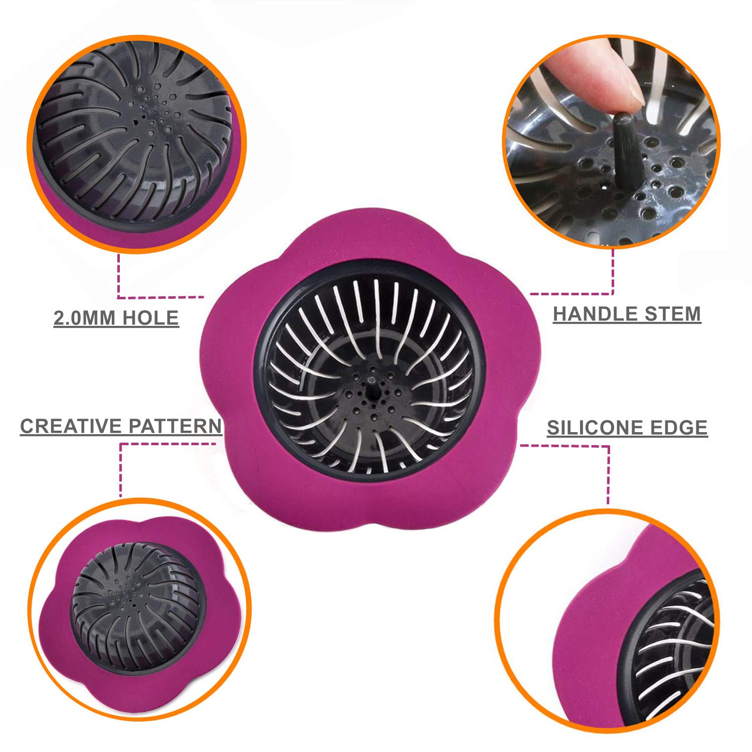 JIANYI Kitchen Sink Strainer  4PCS Silicone Sink Strainer  Large Wide Rim 4.5'' Diameter Sink Drain Strainer for Kitchen Sink - Multicolor