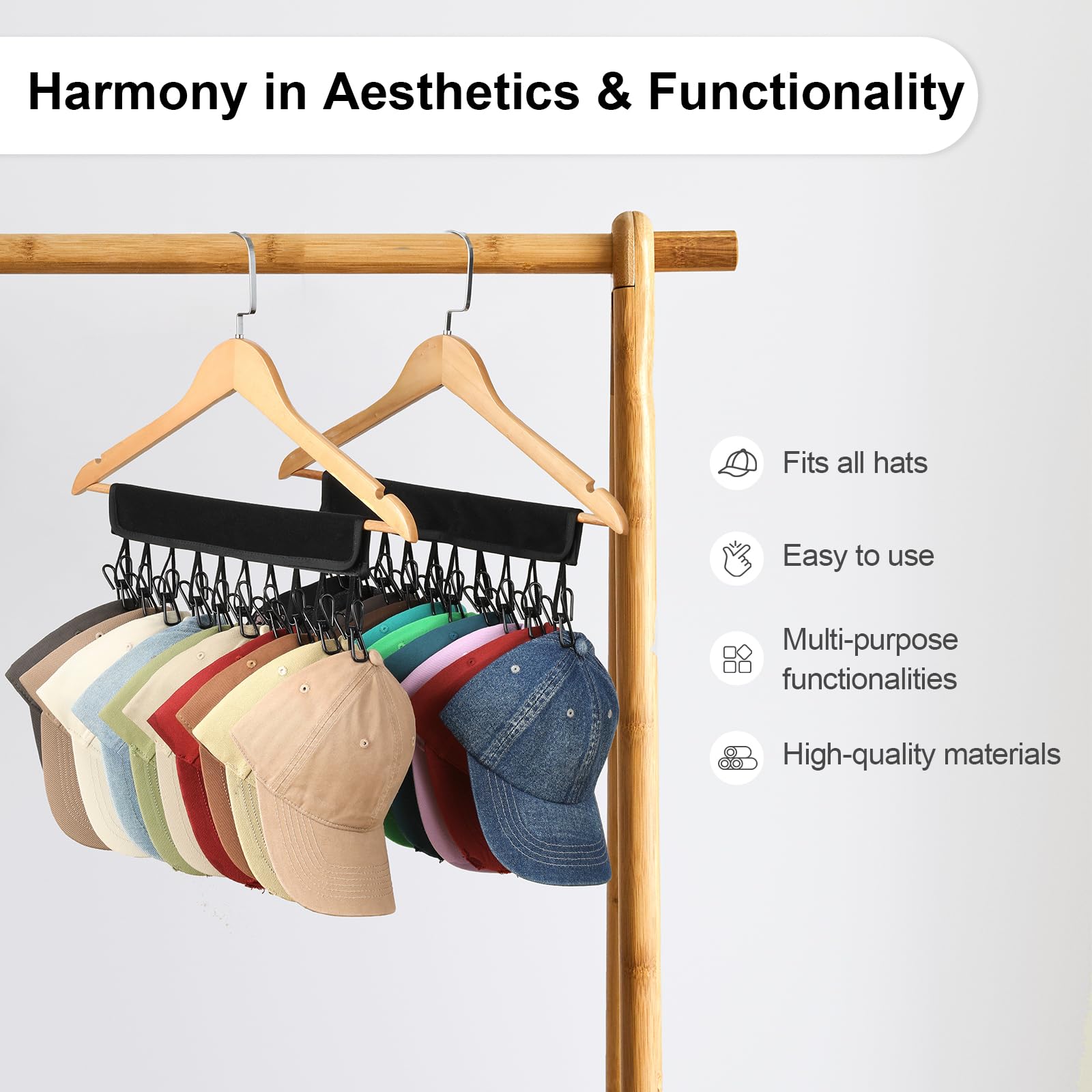 2 Pack Hat Organizer For Baseball Caps, Hat Rack For Hanger, Hat Holder For Closet Organizers And Storage, Baseball Cap Organize
