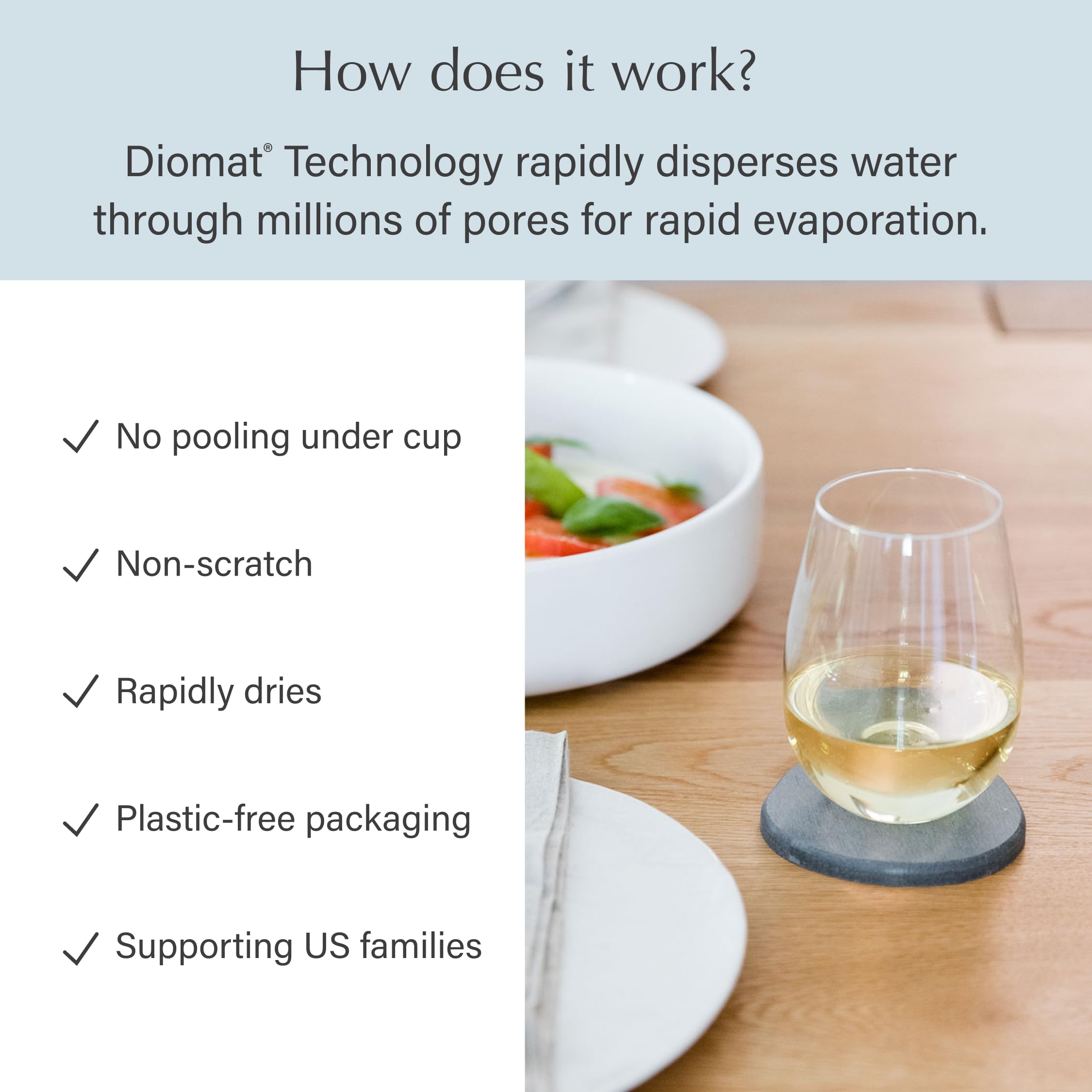 Dorai Home Stone Coaster Set - 4 Stone Coasters With Absorbent Diatomaceous Earth For Instant Drying Round Coasters For Drinks M