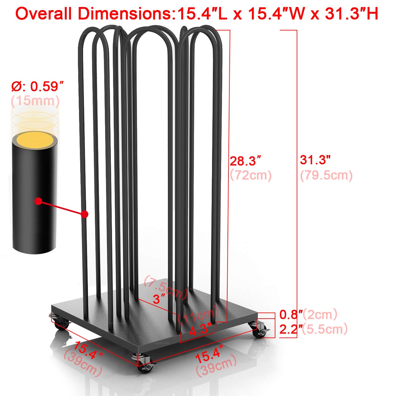 Hanger Organizer Stacker,4 In 1 Hanger Rack Stand With Swivel Caster Wheels For Laundry Room, Retail Store (Black, 1)