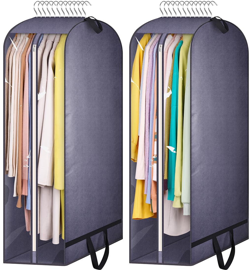Kimbora 10'' Gusseted Clear Garment Bags For Hanging Clothes Storage, 43'' Suit Bags For Closet Storage With Handles, Garment Co