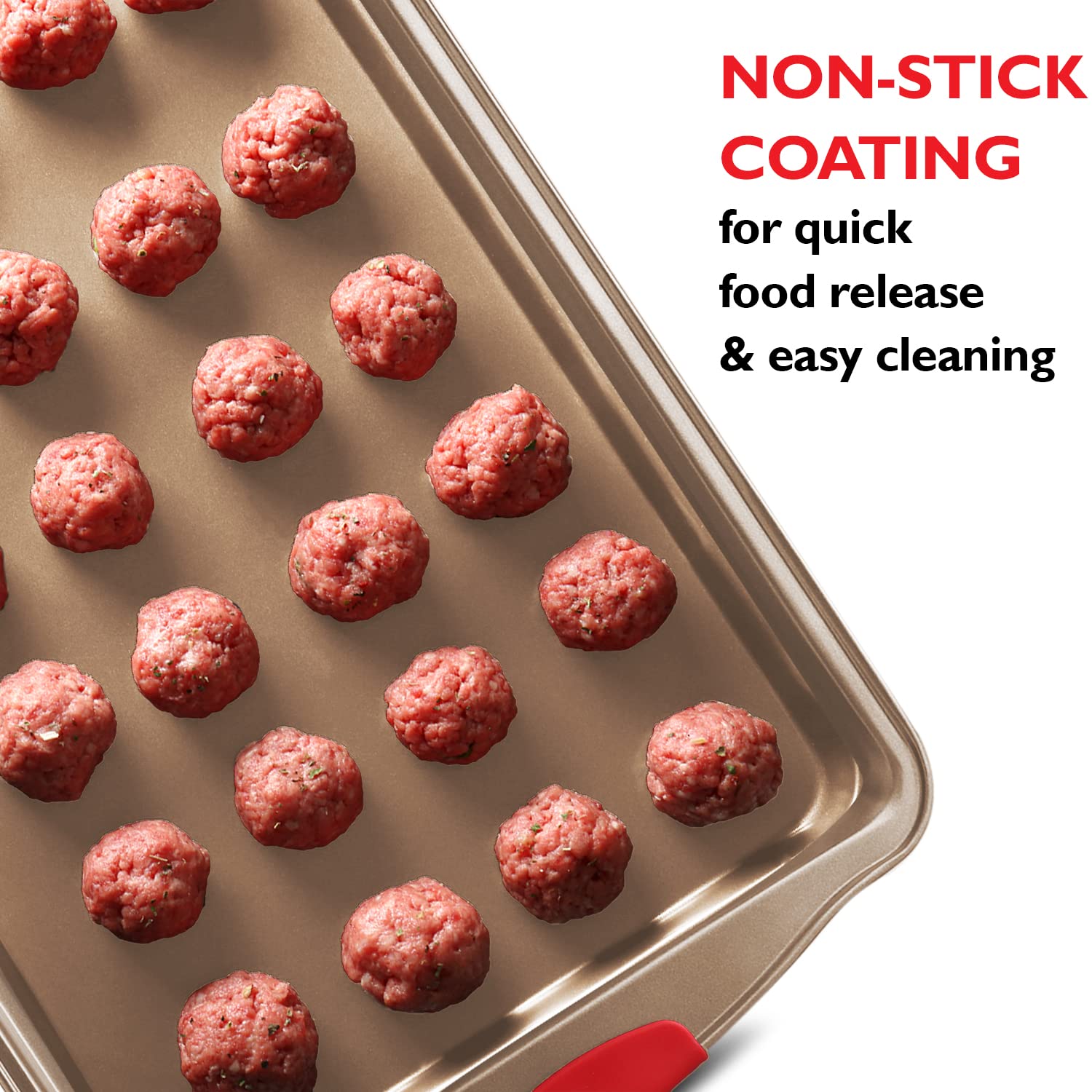 Eatex Baking Sheet, 8Pc Cookie Sheet Set With Silicone Handles, Nonstick Steel Baking Pan, Durable Baking Sheets For Oven, Bpa F