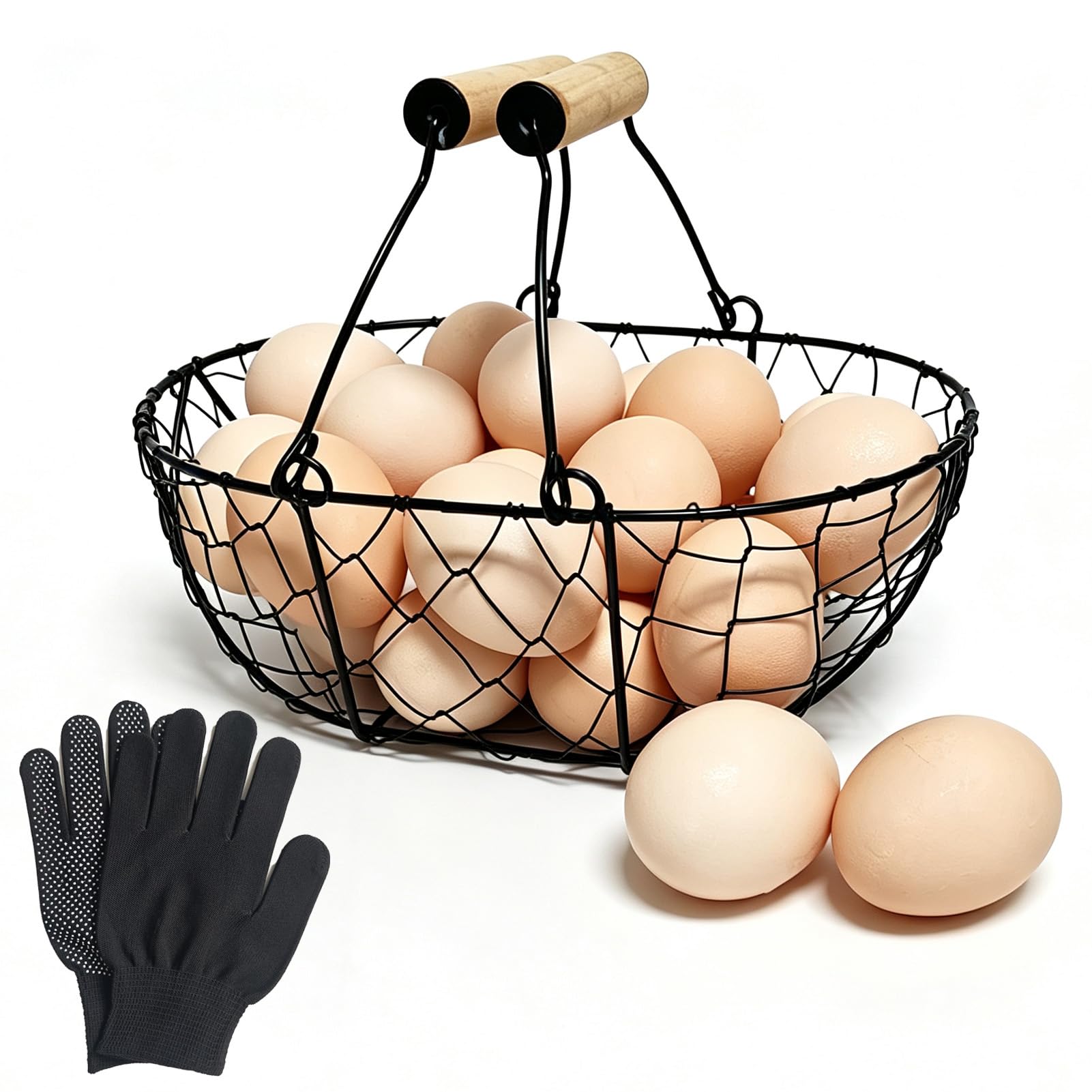 Wire Egg Basket for Gathering Fresh Eggs, Farmhouse Chicken Egg Basket