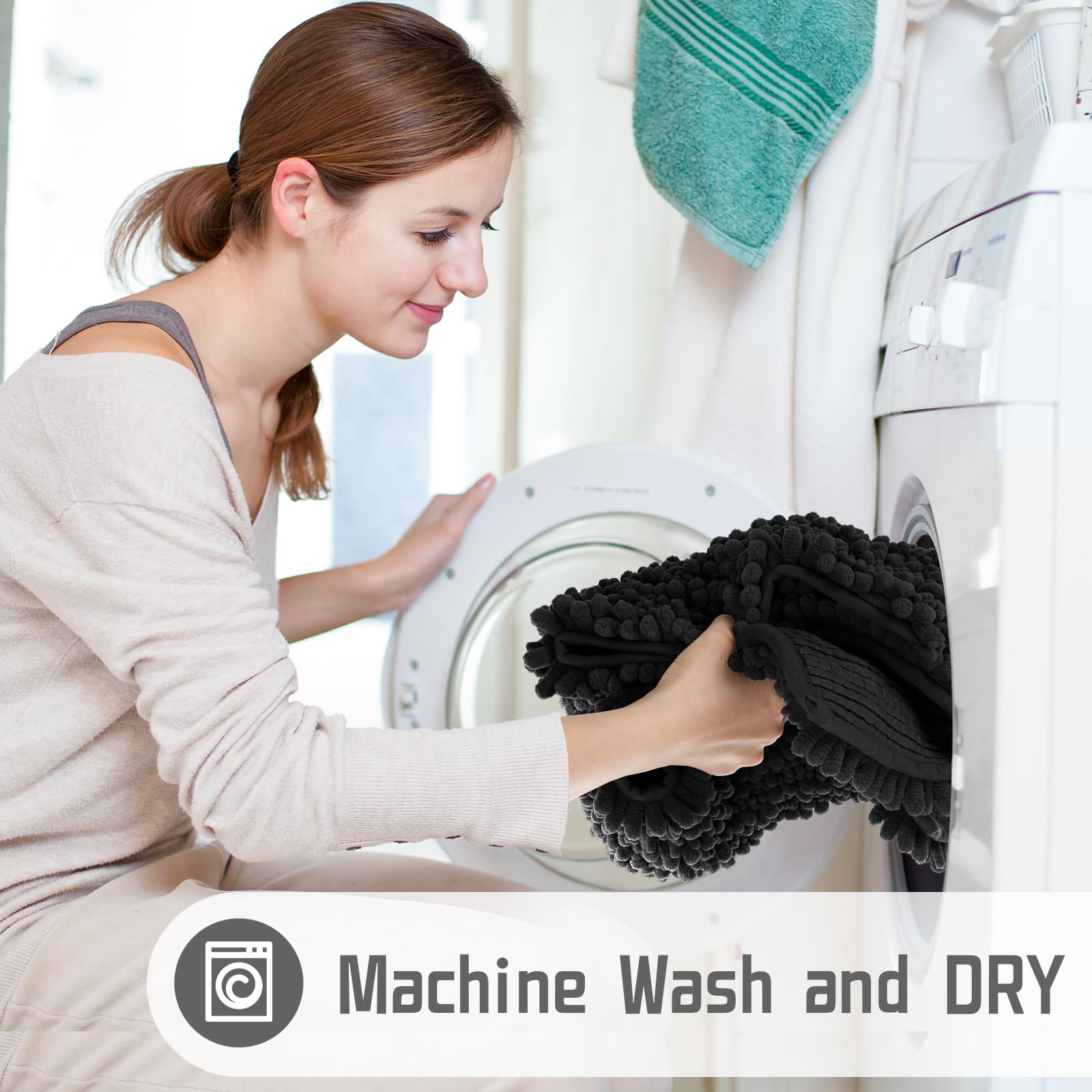 Yimobra Original Luxury Chenille Bath Mat, 60.2 X 24 Inches, Soft Shaggy And Comfortable, Large Size, Super Absorbent And Thick,