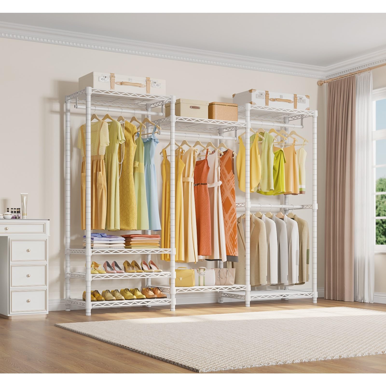 VIPEK V5 Portable Closet Wardrobe Heavy Duty Clothes Rack Freestanding Metal Clothing Rack  White