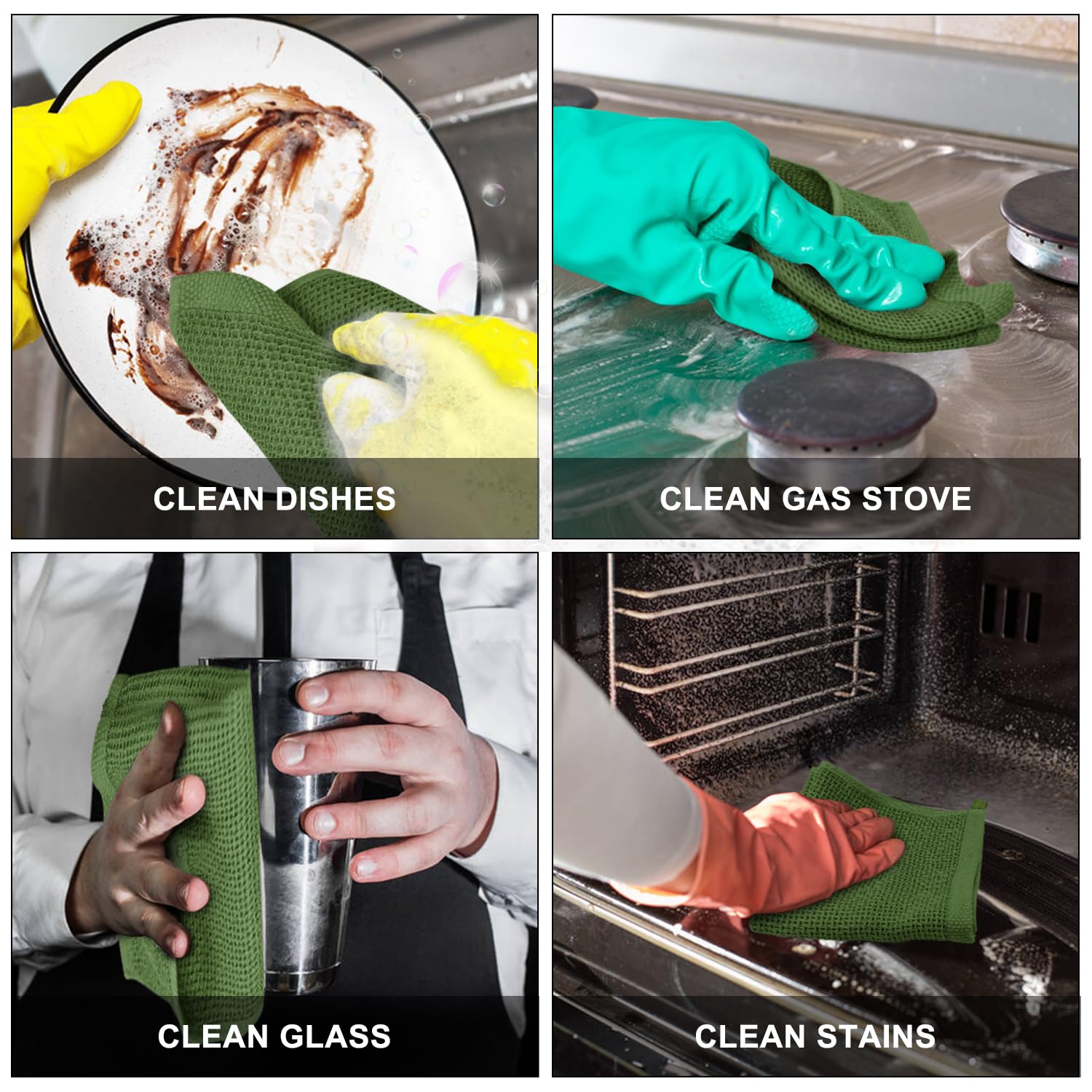 Nialnant 6 Pack Kitchen Dish Towels,100% Cotton Dish Rags For Washing Dishes,Super Soft Absorbent Cleaning Rags,Christmas Gifts-