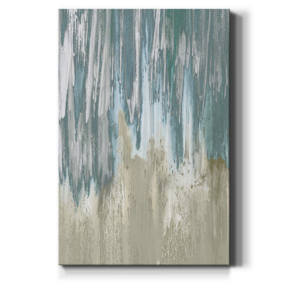 Renditions Gallery Canvas Wall Art Modern Paintings & Prints Decorations Blue Grey Waterfall Canvas Abstract Wall Hanging Artwor