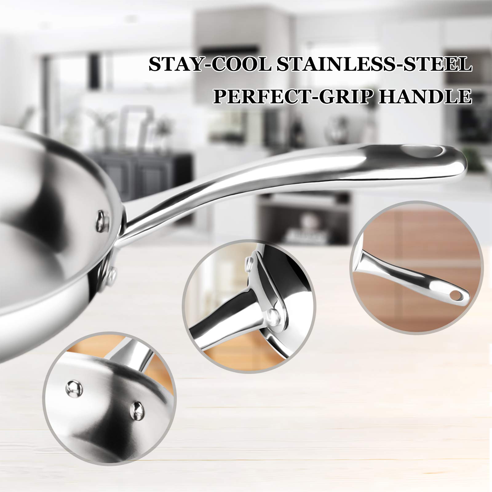 Duxtop Whole-Clad Tri-Ply Stainless Steel Stir-Fry Pan Kitchen Induction Cookware 8 Inches