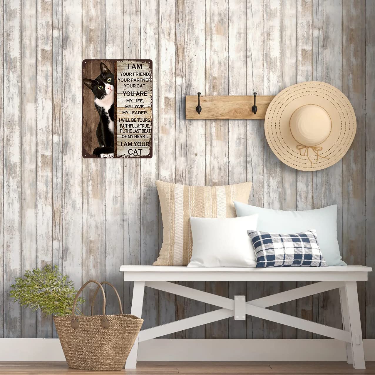 Gocolt Retro Black Cat Sign ''I Am Your Friend Your Companion Your Cat You Are My Life'' Cat Wall Art Decoration, Cute Cat Poste