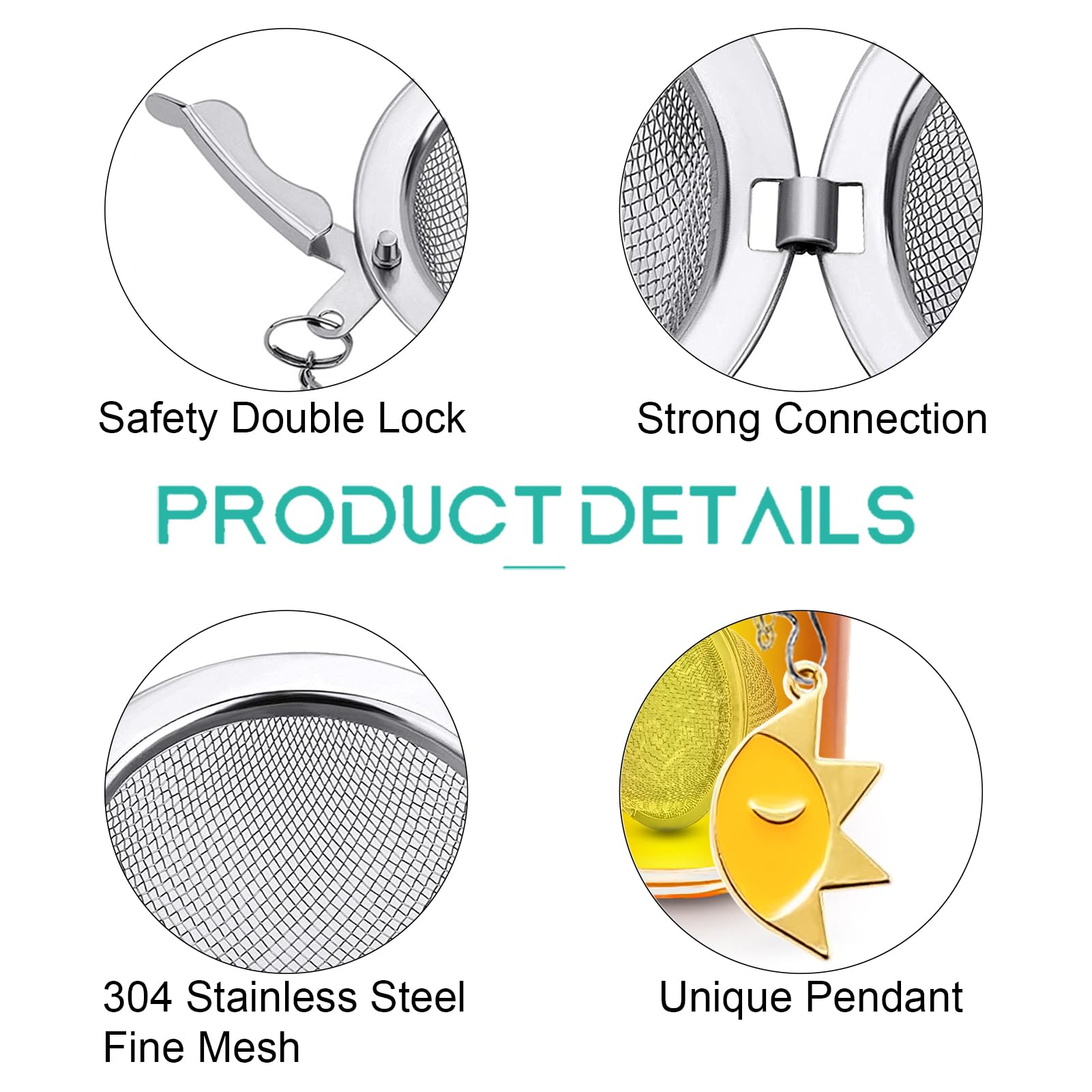2Pcs Loose Leaf Tea Steeper With Freddy'S Sun And Moon Couple Costume Pendant - Nstaygate Tea Infuser Tea Strainer 304 Stainless