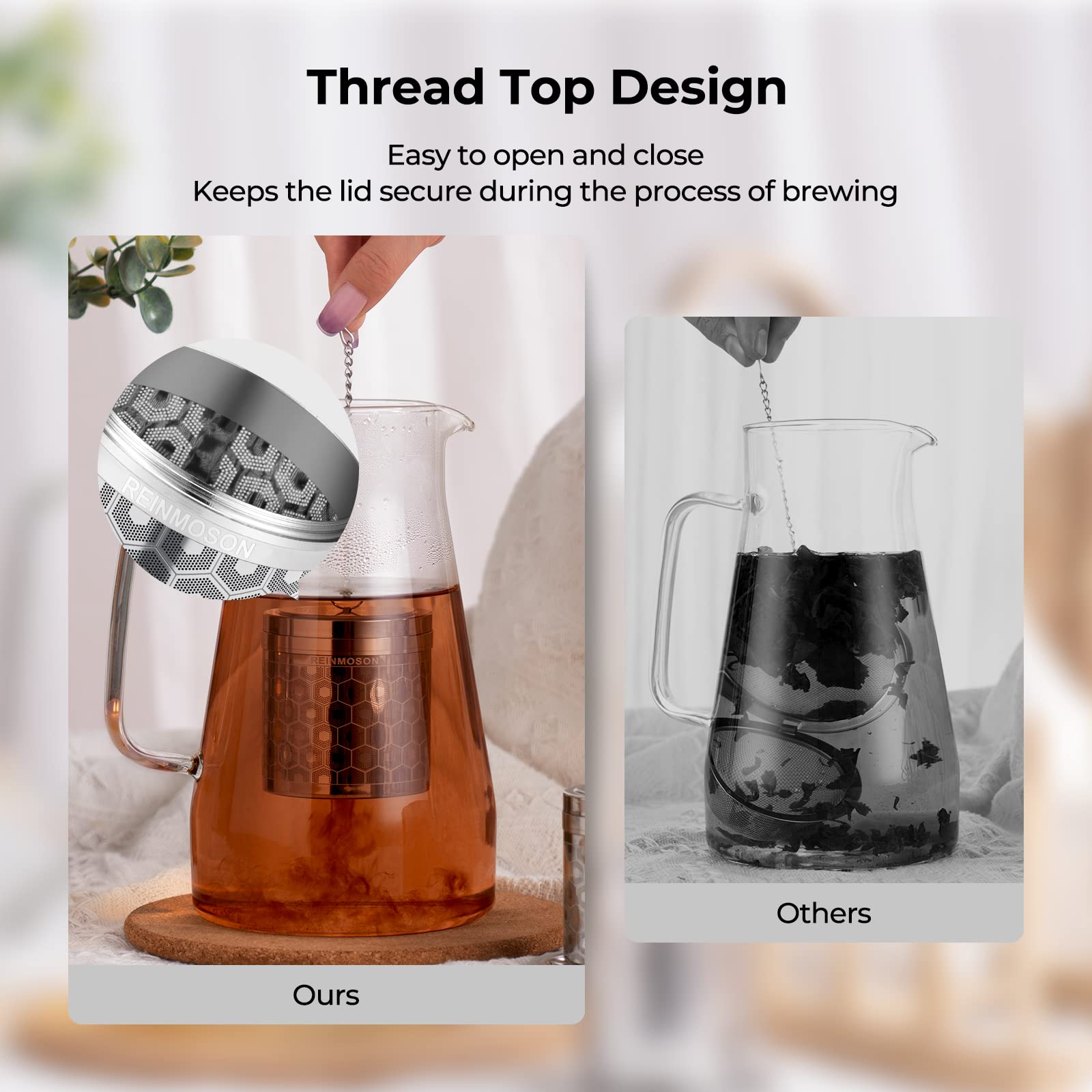 Reinmoson Large Tea Infuser for Loose Tea & Spice Infuser for Cooking  Extra Fine Mesh Tea Strainers  304 Stainless Steel Steeper for Black Tea  Rooibos  etc