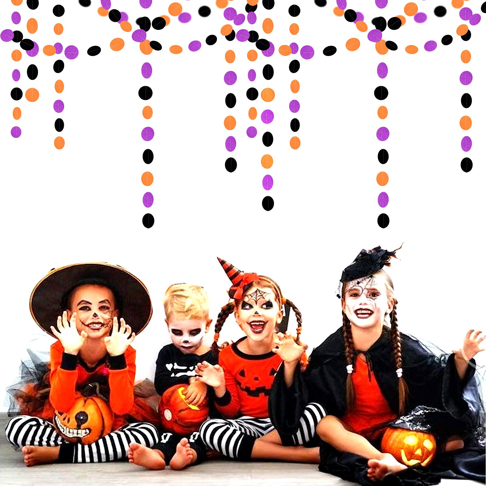 Black-Orange Purple Halloween Party-Decorations Streamers-Garland - 52Ft Birthday Baby Shower Decorations Paper Banner, Graduati