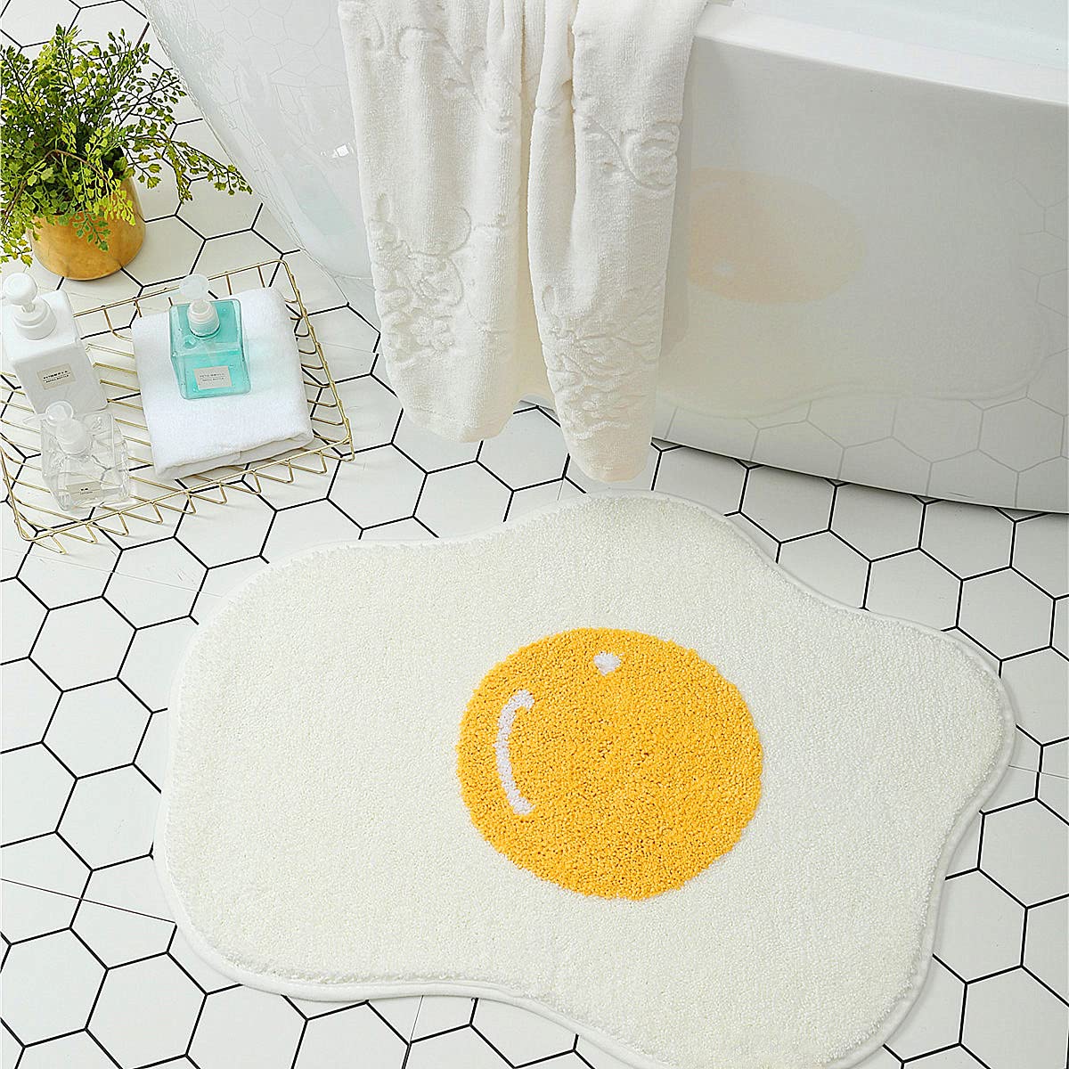 Ukeler Bathroom Rug 29.5''  21.6'' Soft Cute Egg Shape Bath Mat Non Slip Fluffy Floor Mat For Bathroom Kitchen Bedroom Decoratio