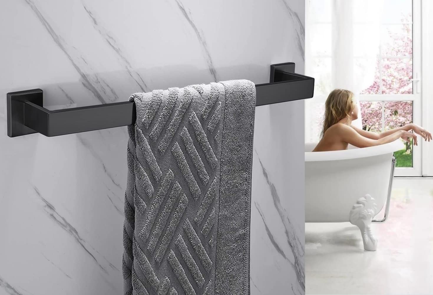 24 Inch Towel Bar For Bathrooms 12/16/24/28/32/36 Inch Stainless Steel 304 Matte Black Towel Holder Modern Square Towel Rod Rust